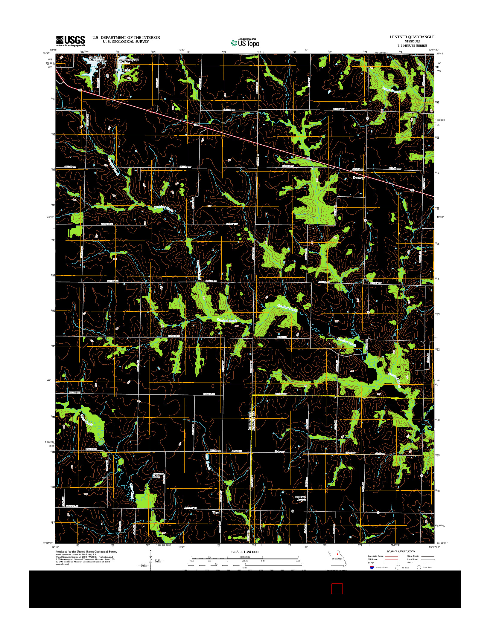 USGS US TOPO 7.5-MINUTE MAP FOR LENTNER, MO 2012