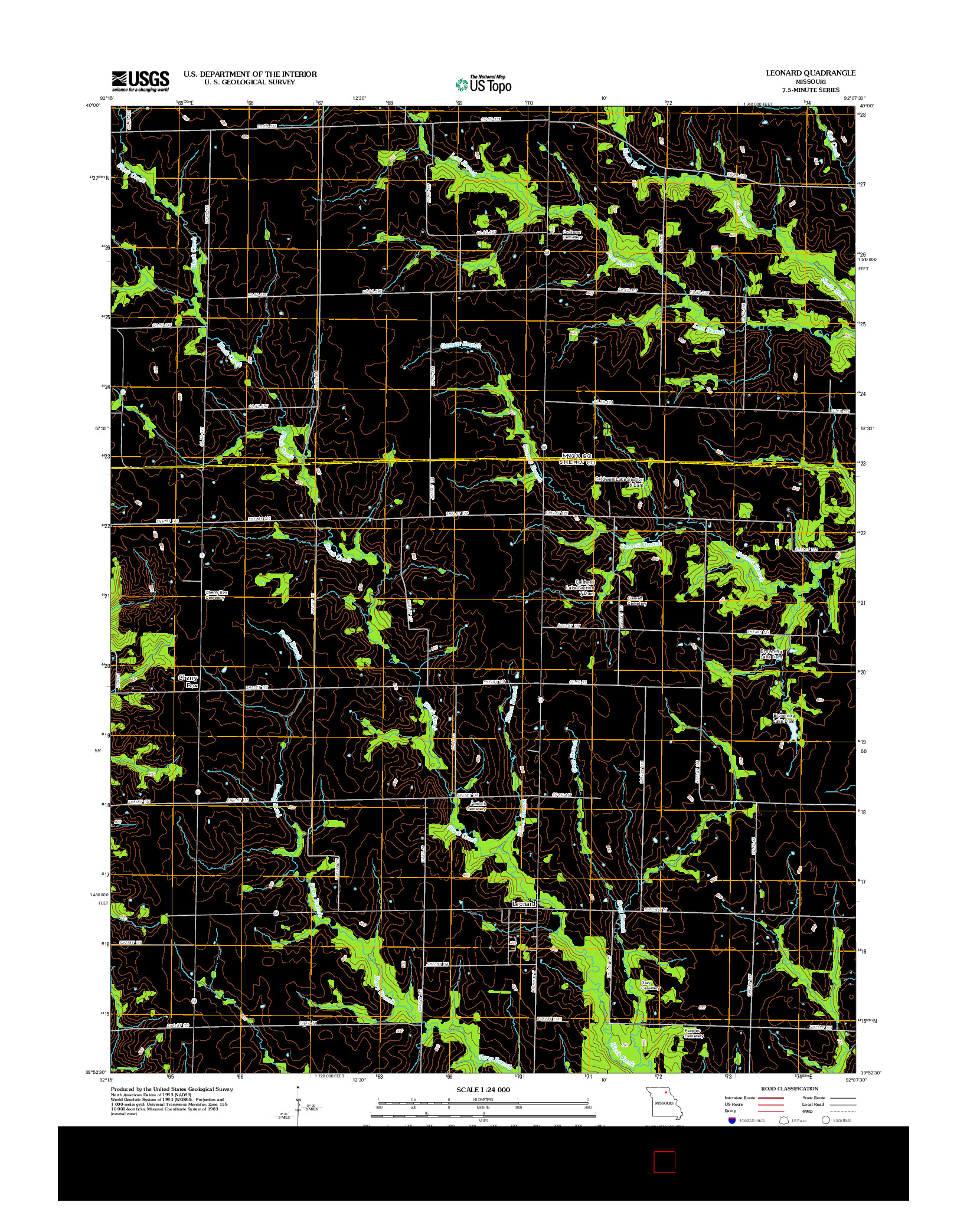 USGS US TOPO 7.5-MINUTE MAP FOR LEONARD, MO 2012