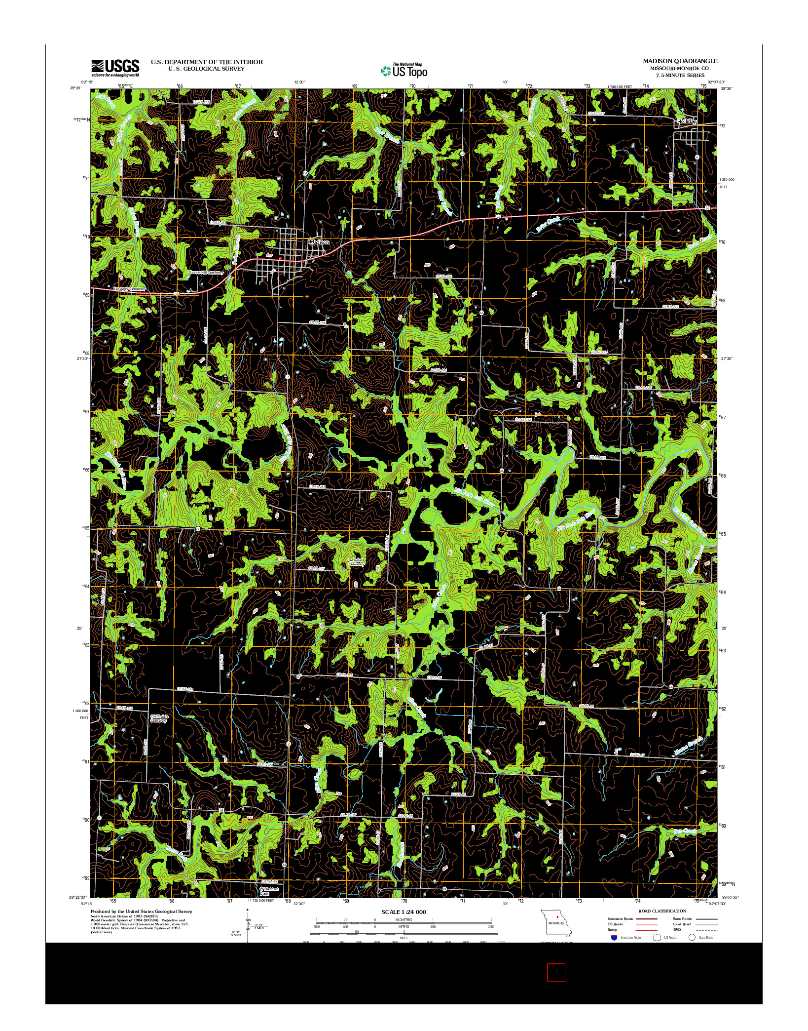 USGS US TOPO 7.5-MINUTE MAP FOR MADISON, MO 2012