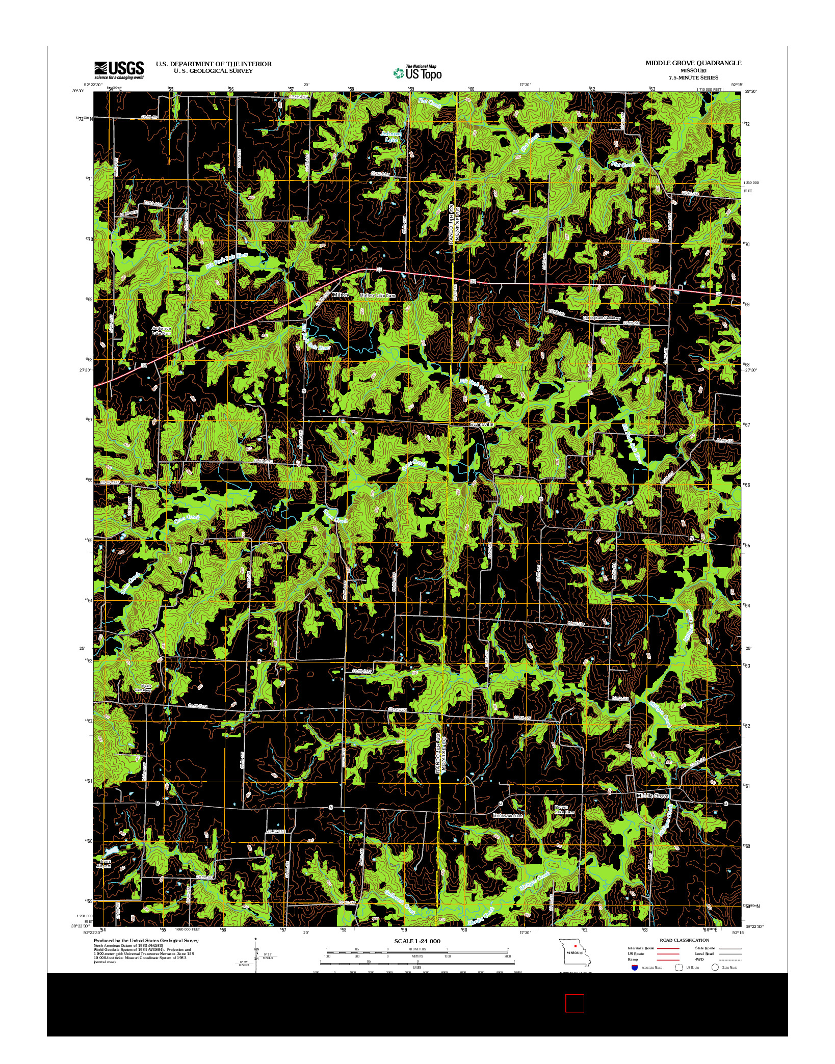 USGS US TOPO 7.5-MINUTE MAP FOR MIDDLE GROVE, MO 2012