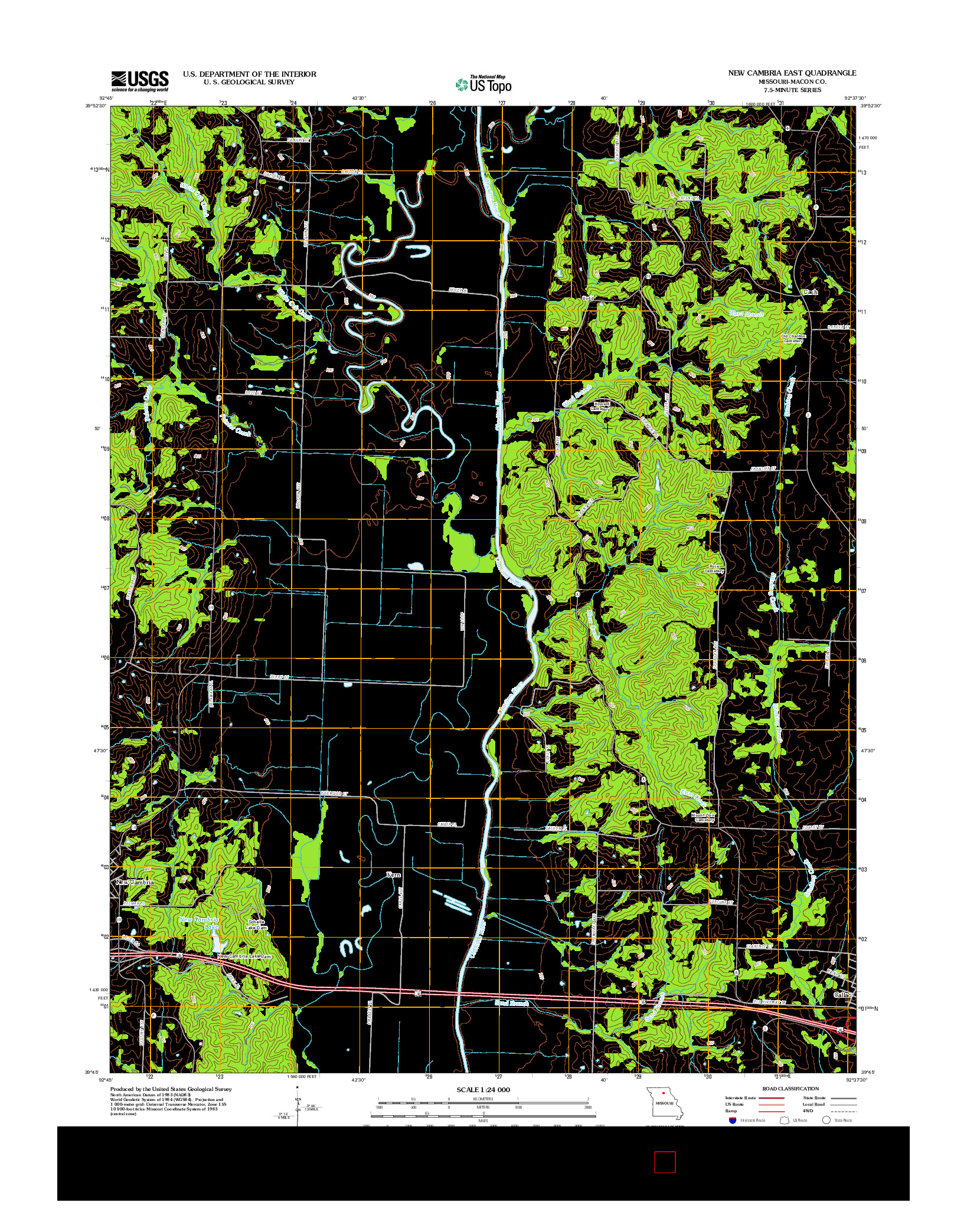 USGS US TOPO 7.5-MINUTE MAP FOR NEW CAMBRIA EAST, MO 2012