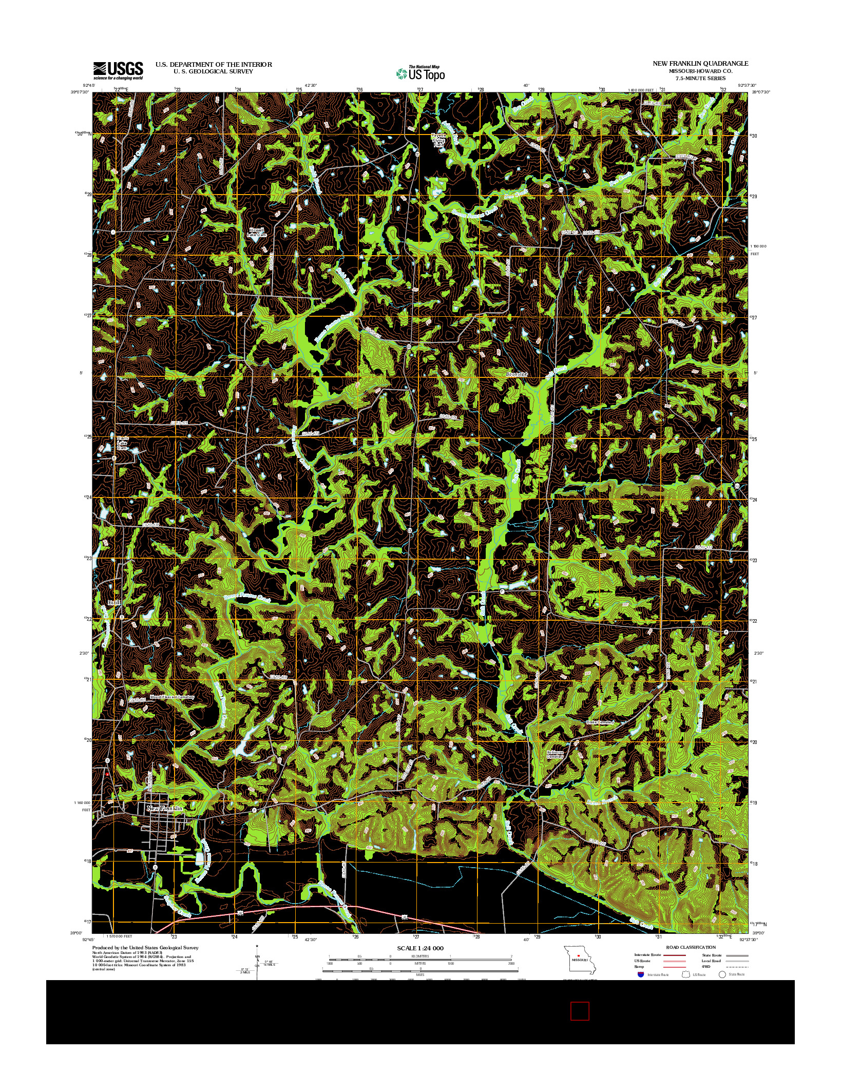 USGS US TOPO 7.5-MINUTE MAP FOR NEW FRANKLIN, MO 2012