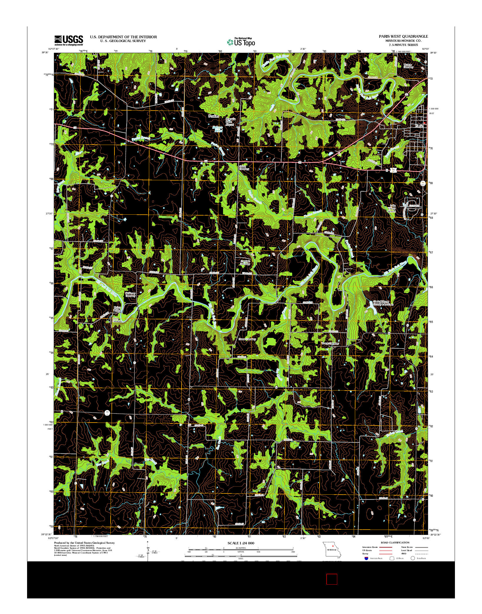 USGS US TOPO 7.5-MINUTE MAP FOR PARIS WEST, MO 2012