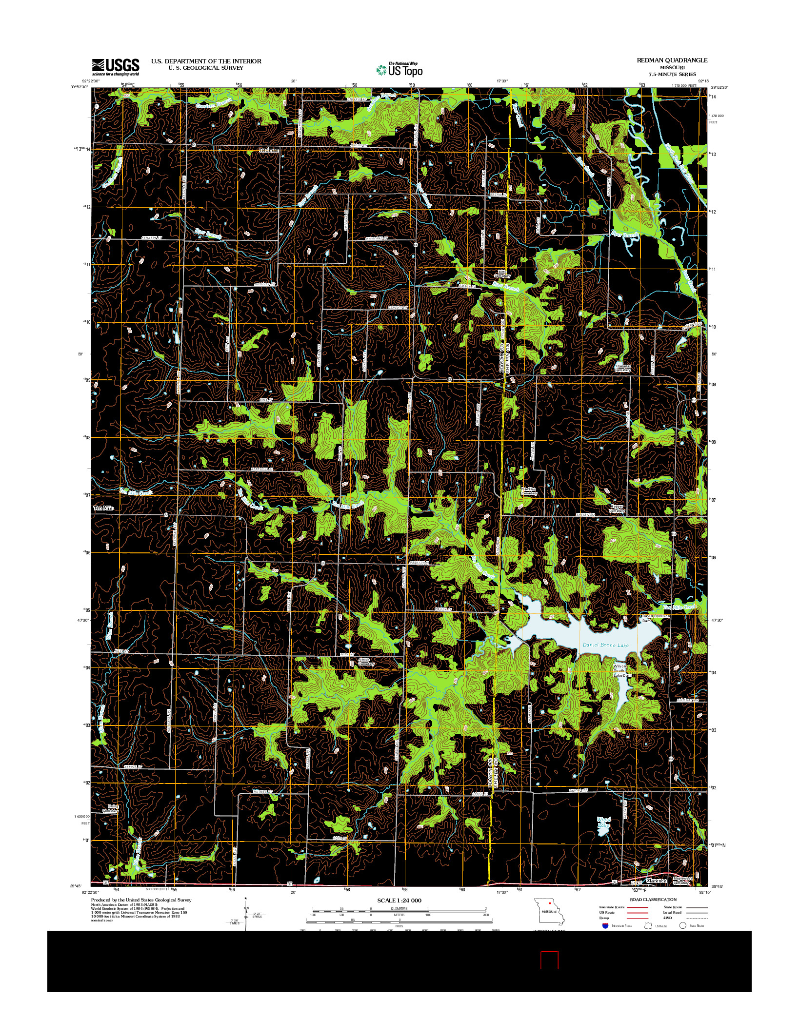 USGS US TOPO 7.5-MINUTE MAP FOR REDMAN, MO 2012