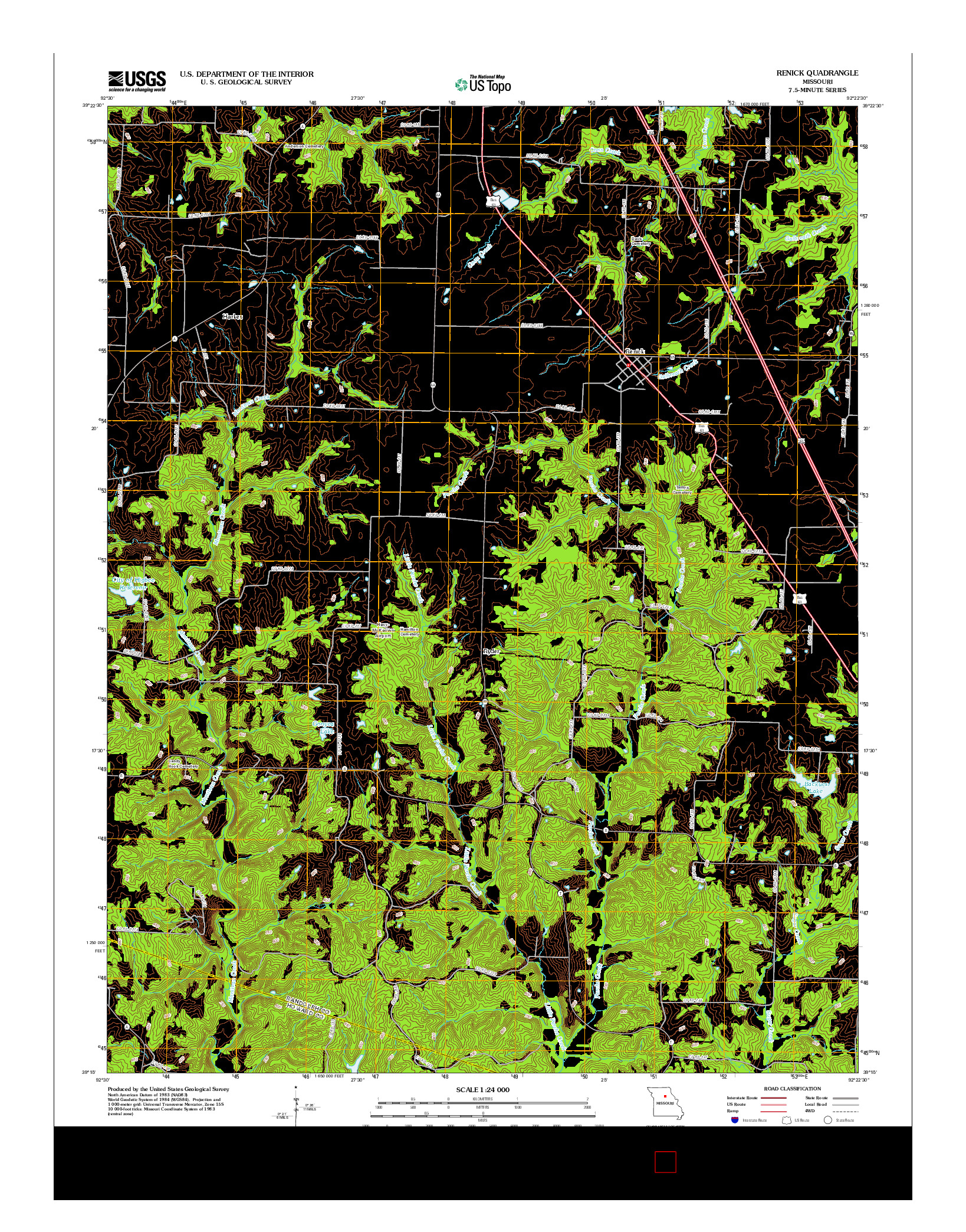 USGS US TOPO 7.5-MINUTE MAP FOR RENICK, MO 2012