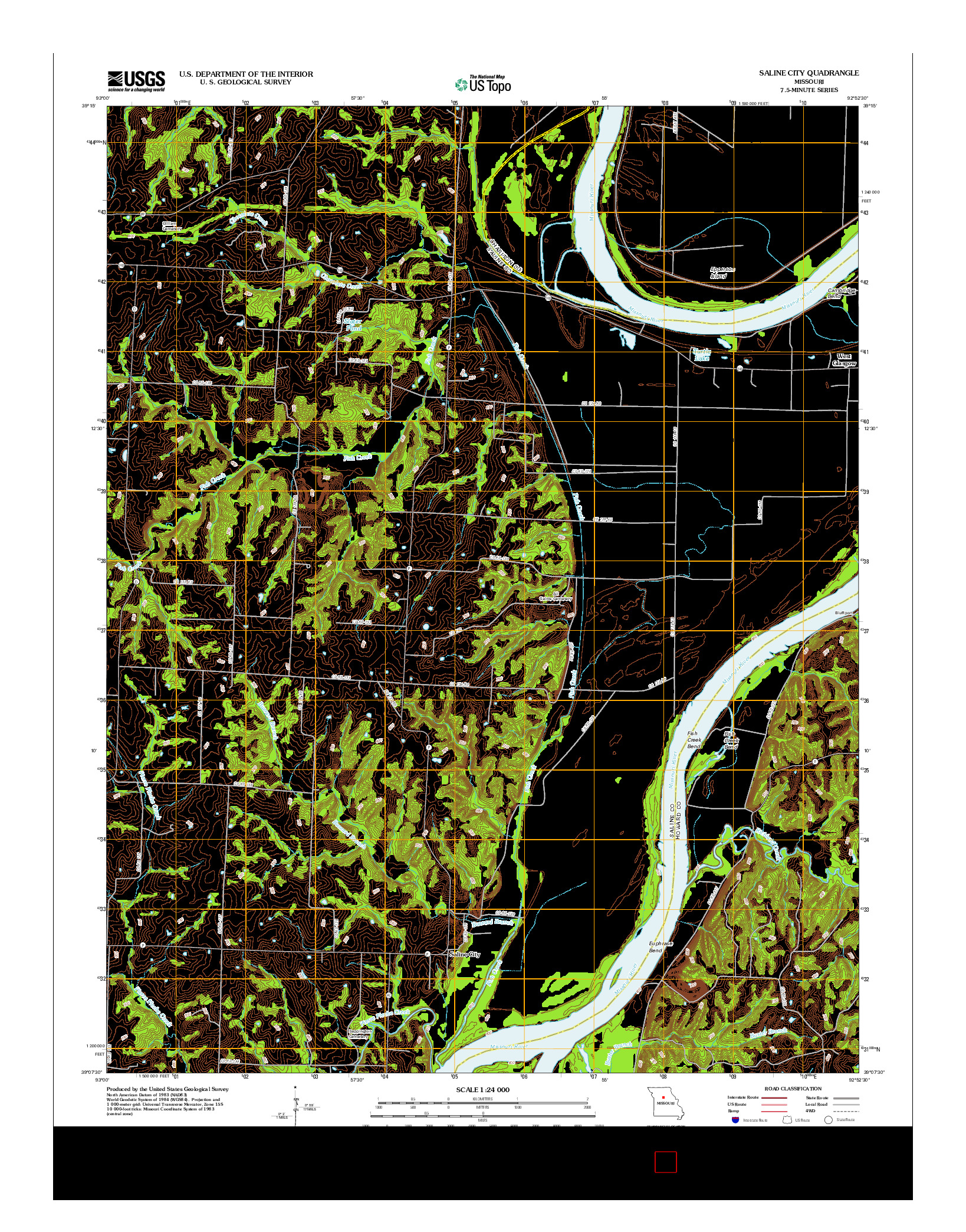 USGS US TOPO 7.5-MINUTE MAP FOR SALINE CITY, MO 2012