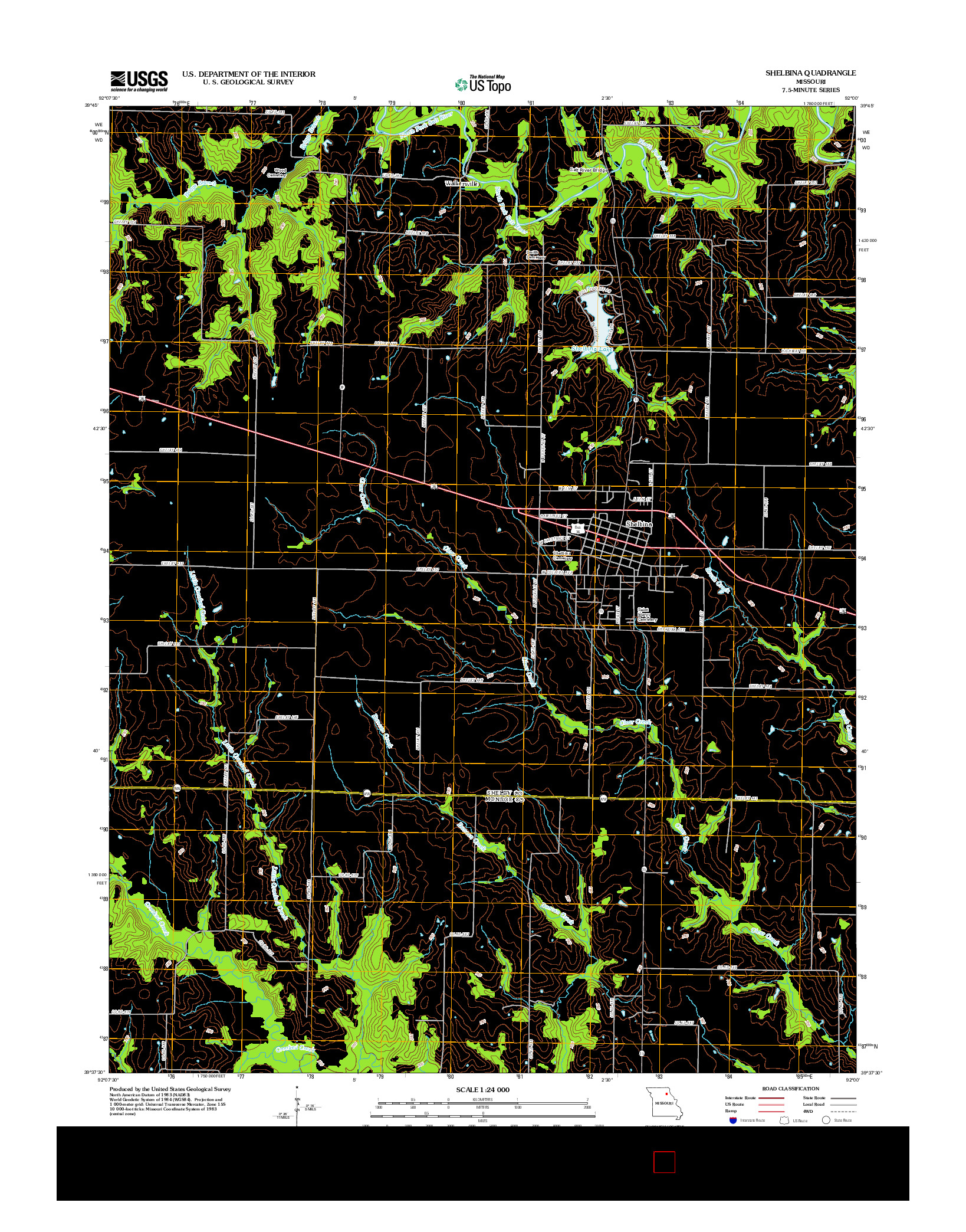 USGS US TOPO 7.5-MINUTE MAP FOR SHELBINA, MO 2012