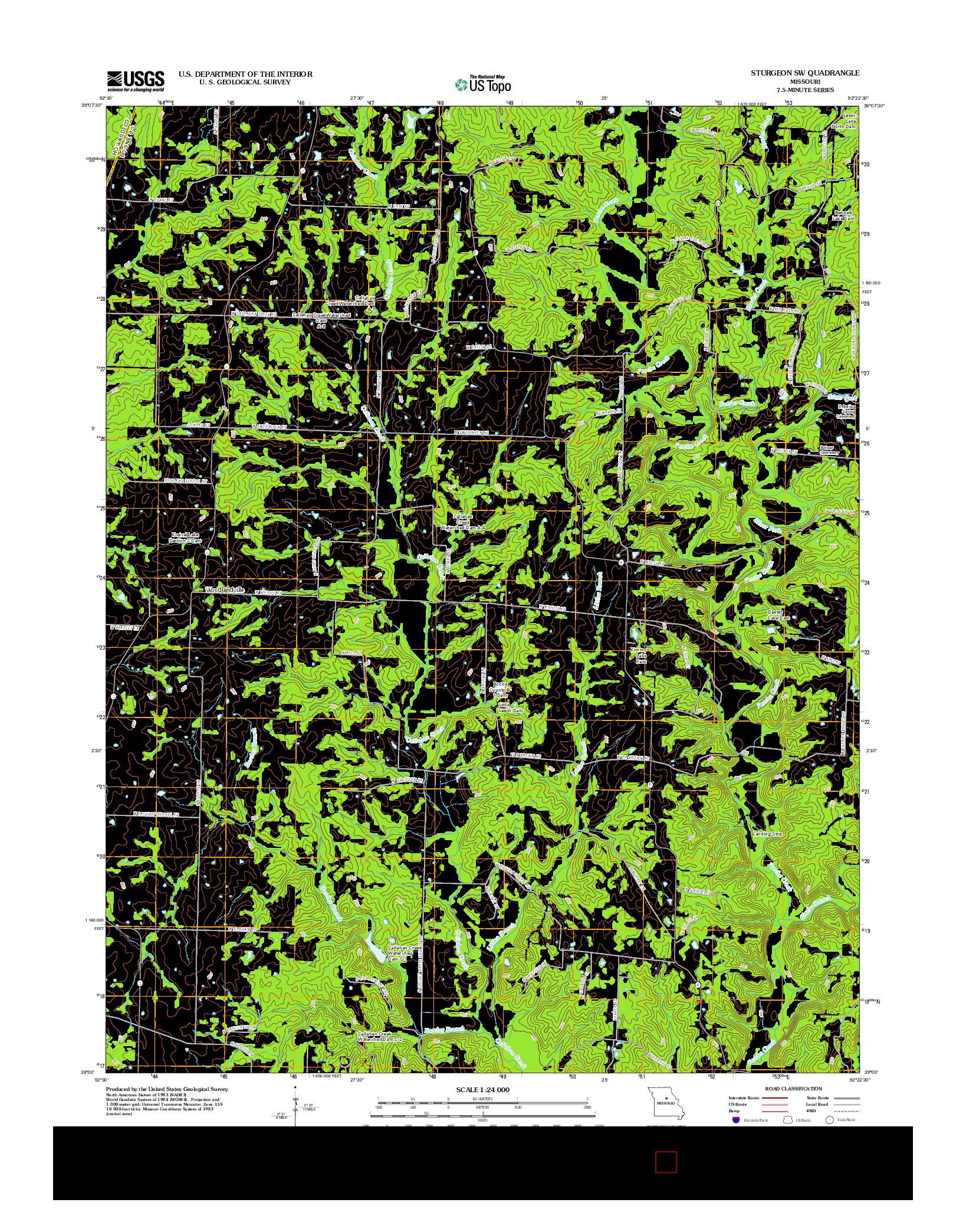 USGS US TOPO 7.5-MINUTE MAP FOR STURGEON SW, MO 2012