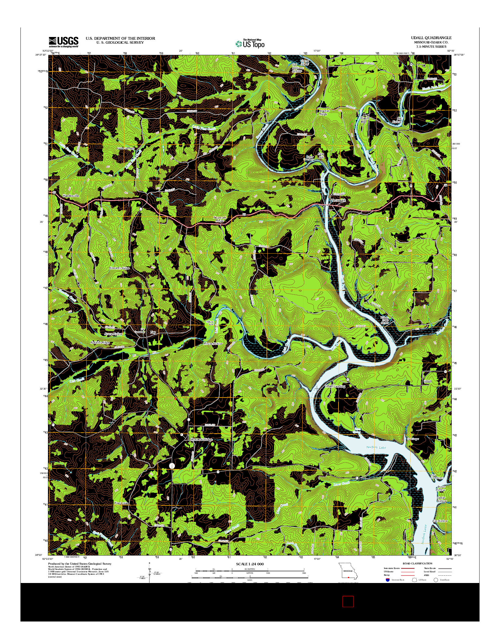 USGS US TOPO 7.5-MINUTE MAP FOR UDALL, MO 2012