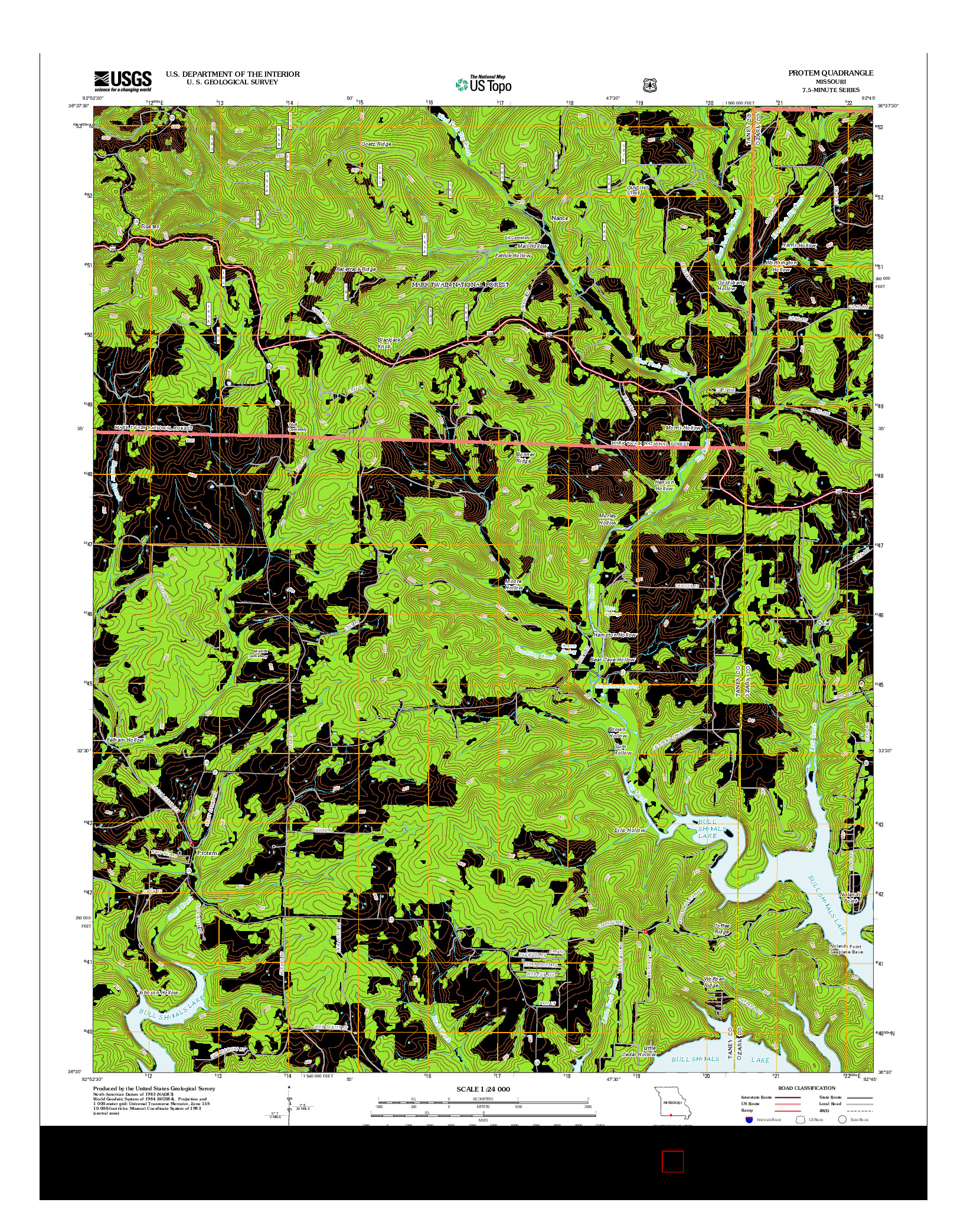 USGS US TOPO 7.5-MINUTE MAP FOR PROTEM, MO 2012