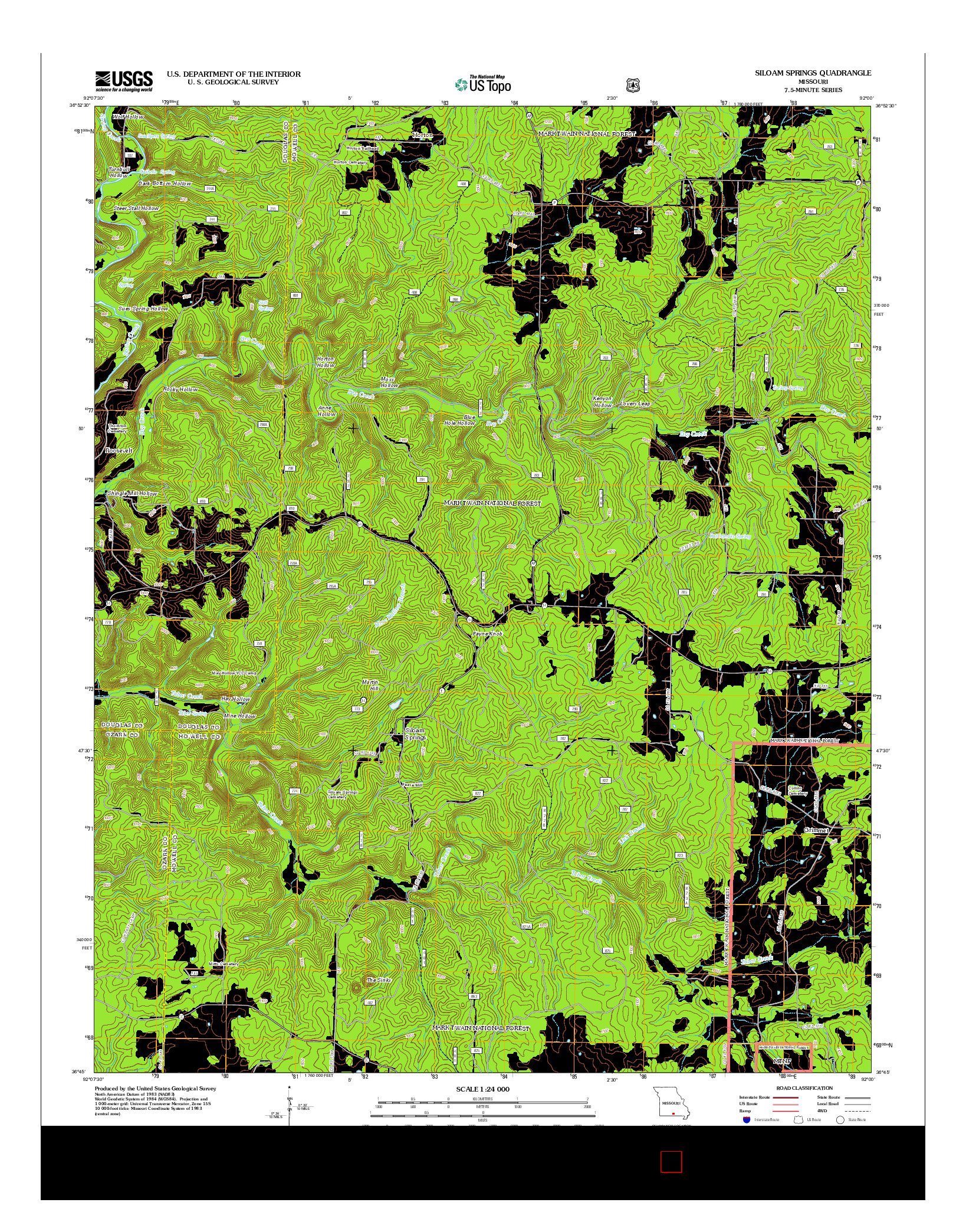 USGS US TOPO 7.5-MINUTE MAP FOR SILOAM SPRINGS, MO 2012