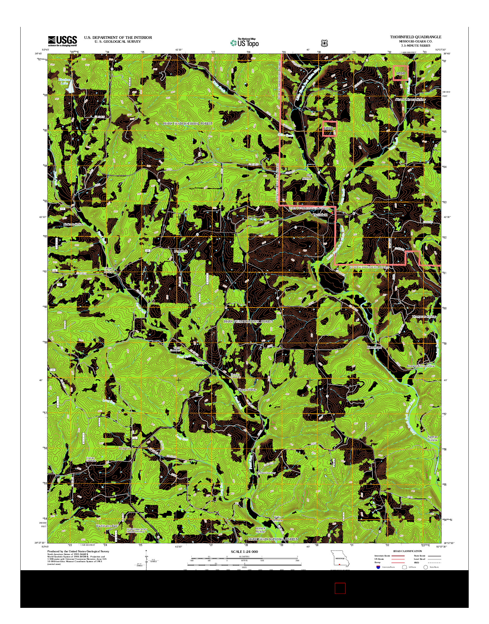 USGS US TOPO 7.5-MINUTE MAP FOR THORNFIELD, MO 2012