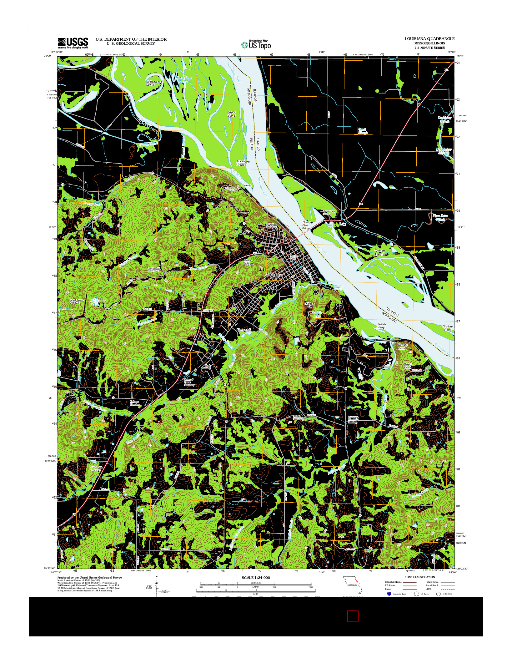 USGS US TOPO 7.5-MINUTE MAP FOR LOUISIANA, MO-IL 2012