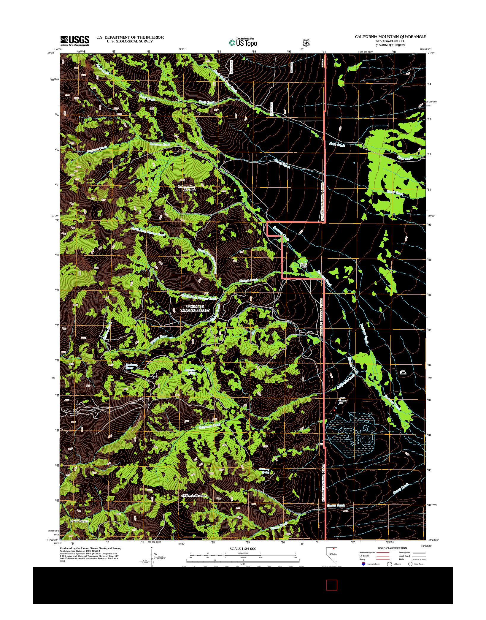 USGS US TOPO 7.5-MINUTE MAP FOR CALIFORNIA MOUNTAIN, NV 2012