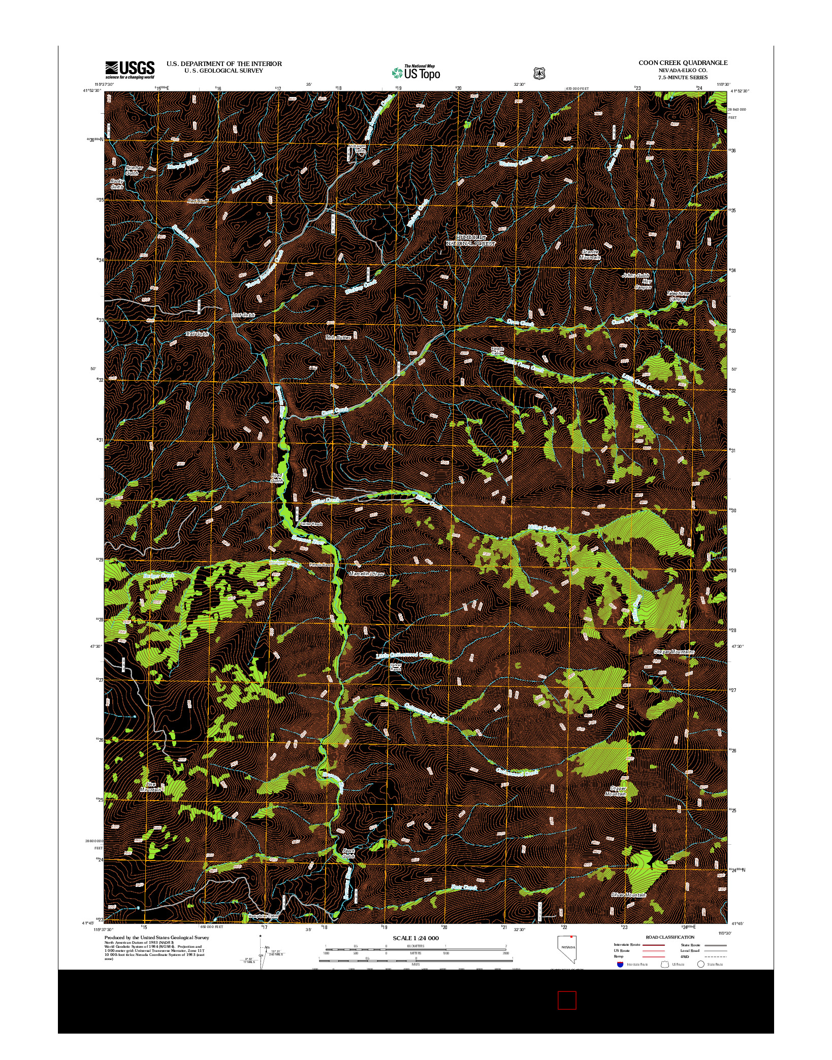 USGS US TOPO 7.5-MINUTE MAP FOR COON CREEK, NV 2012