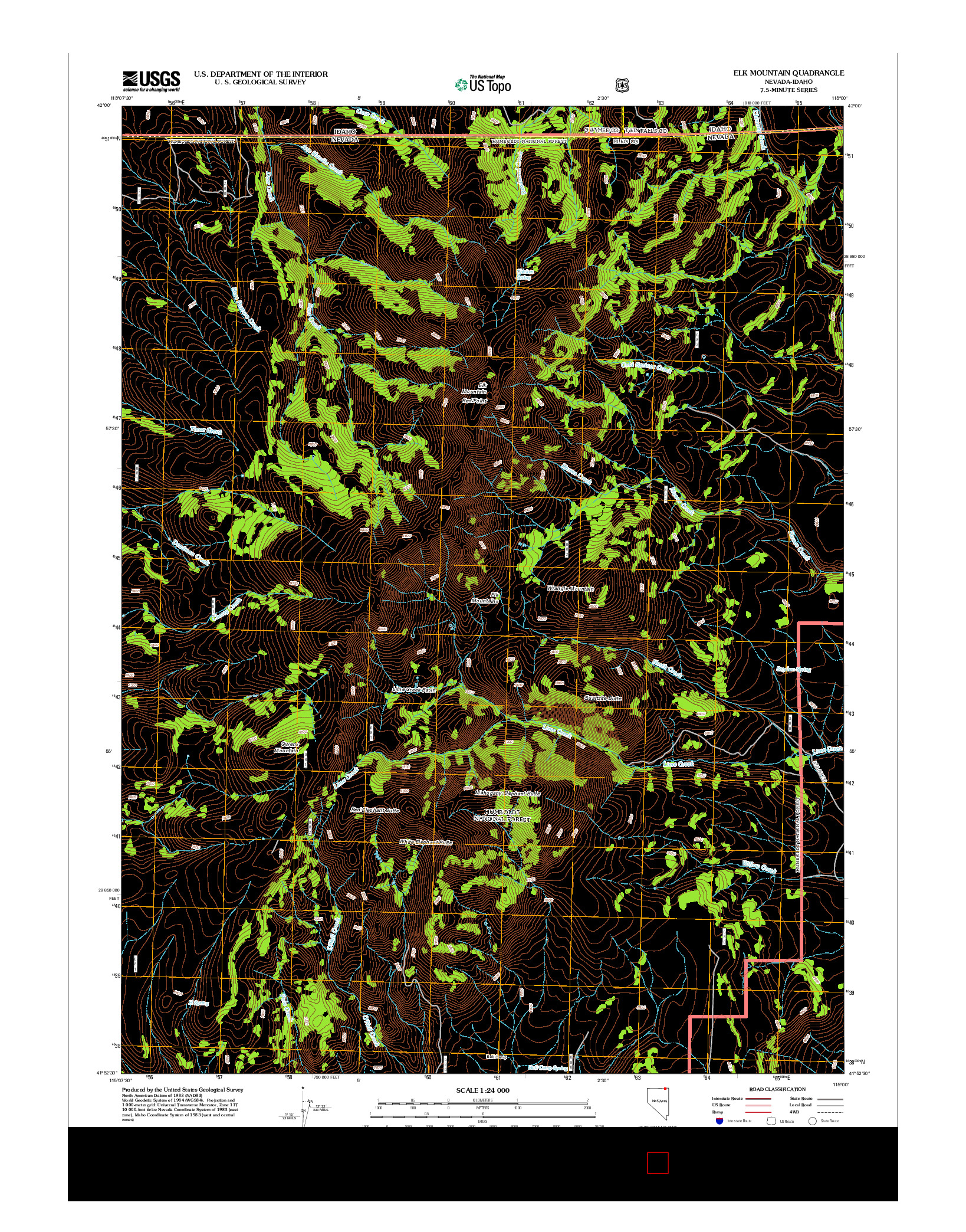 USGS US TOPO 7.5-MINUTE MAP FOR ELK MOUNTAIN, NV-ID 2012