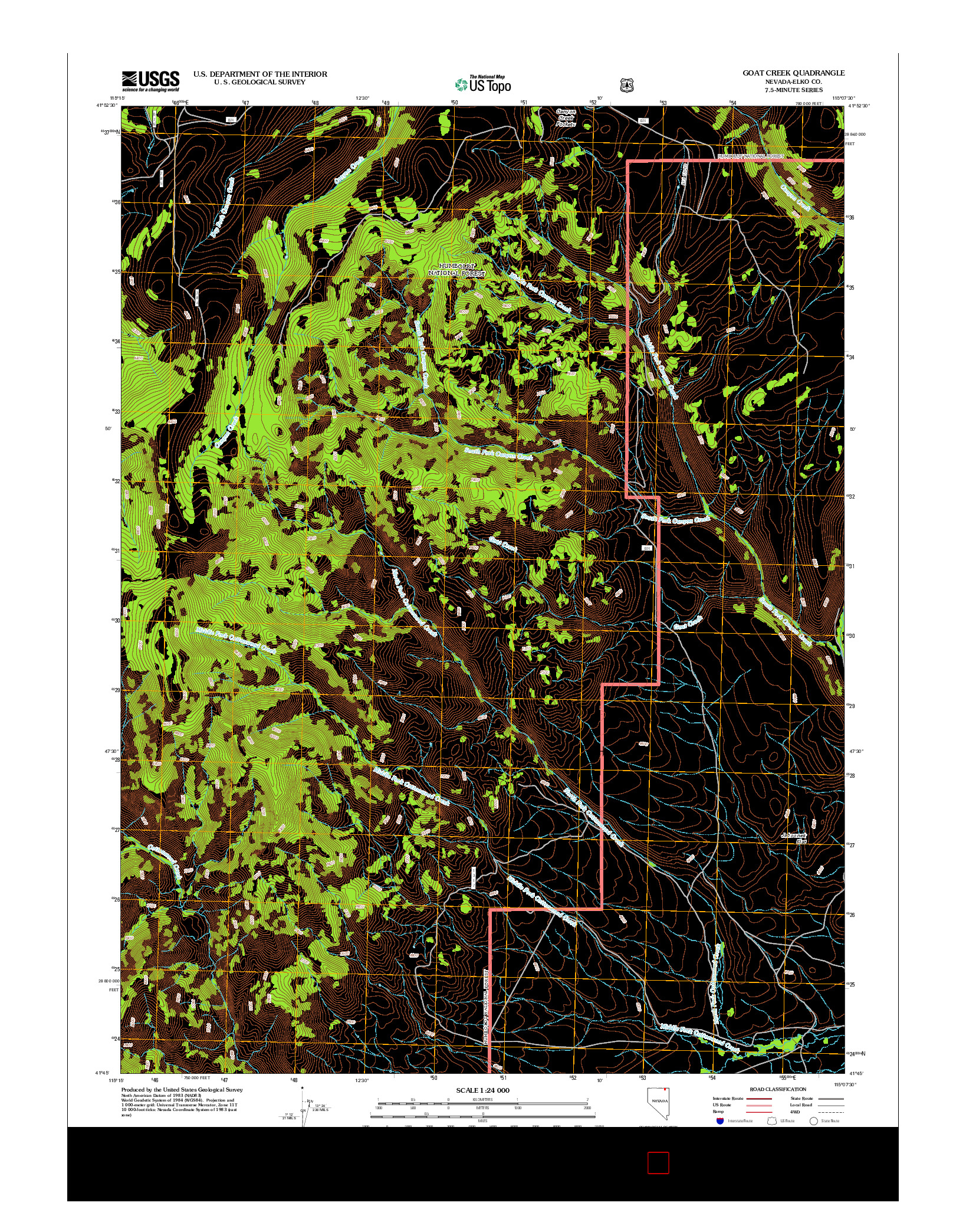 USGS US TOPO 7.5-MINUTE MAP FOR GOAT CREEK, NV 2012