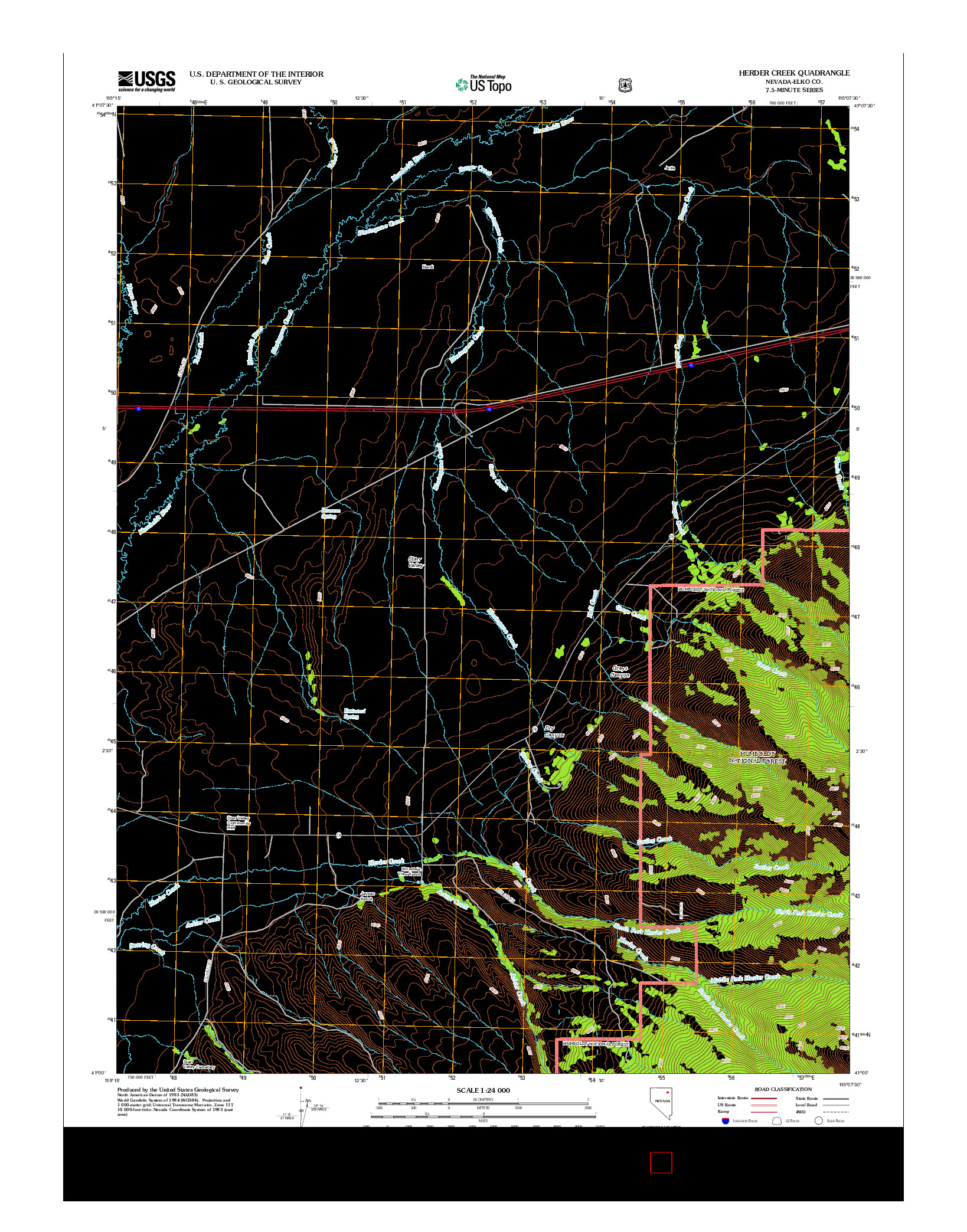 USGS US TOPO 7.5-MINUTE MAP FOR HERDER CREEK, NV 2012