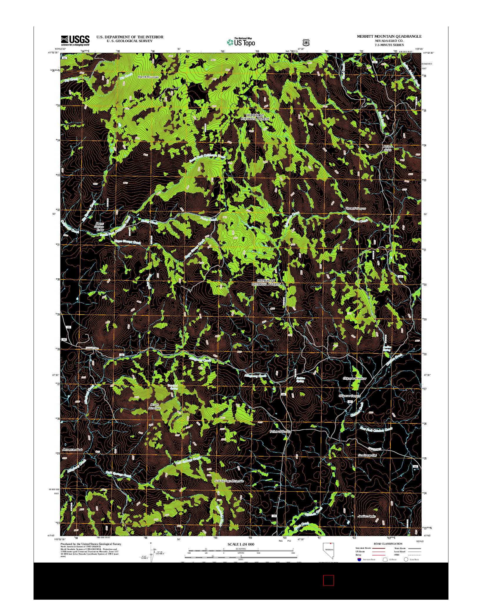 USGS US TOPO 7.5-MINUTE MAP FOR MERRITT MOUNTAIN, NV 2012