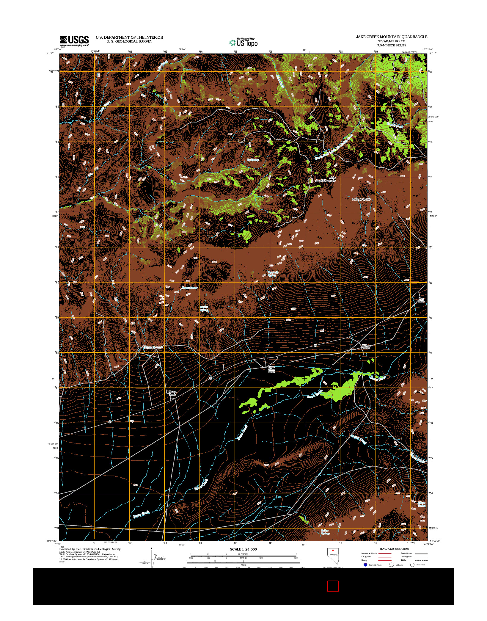 USGS US TOPO 7.5-MINUTE MAP FOR JAKE CREEK MOUNTAIN, NV 2012