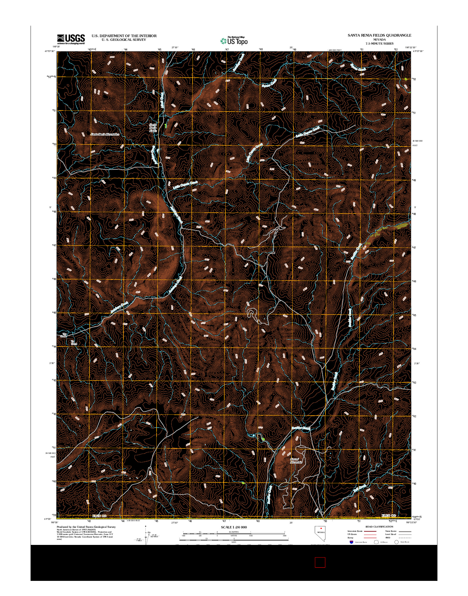 USGS US TOPO 7.5-MINUTE MAP FOR SANTA RENIA FIELDS, NV 2012