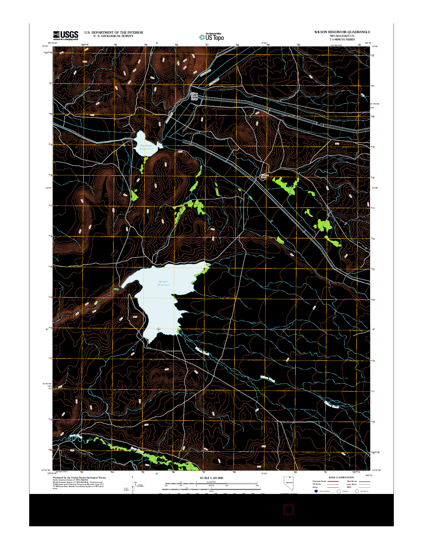 USGS US TOPO 7.5-MINUTE MAP FOR WILSON RESERVOIR, NV 2012