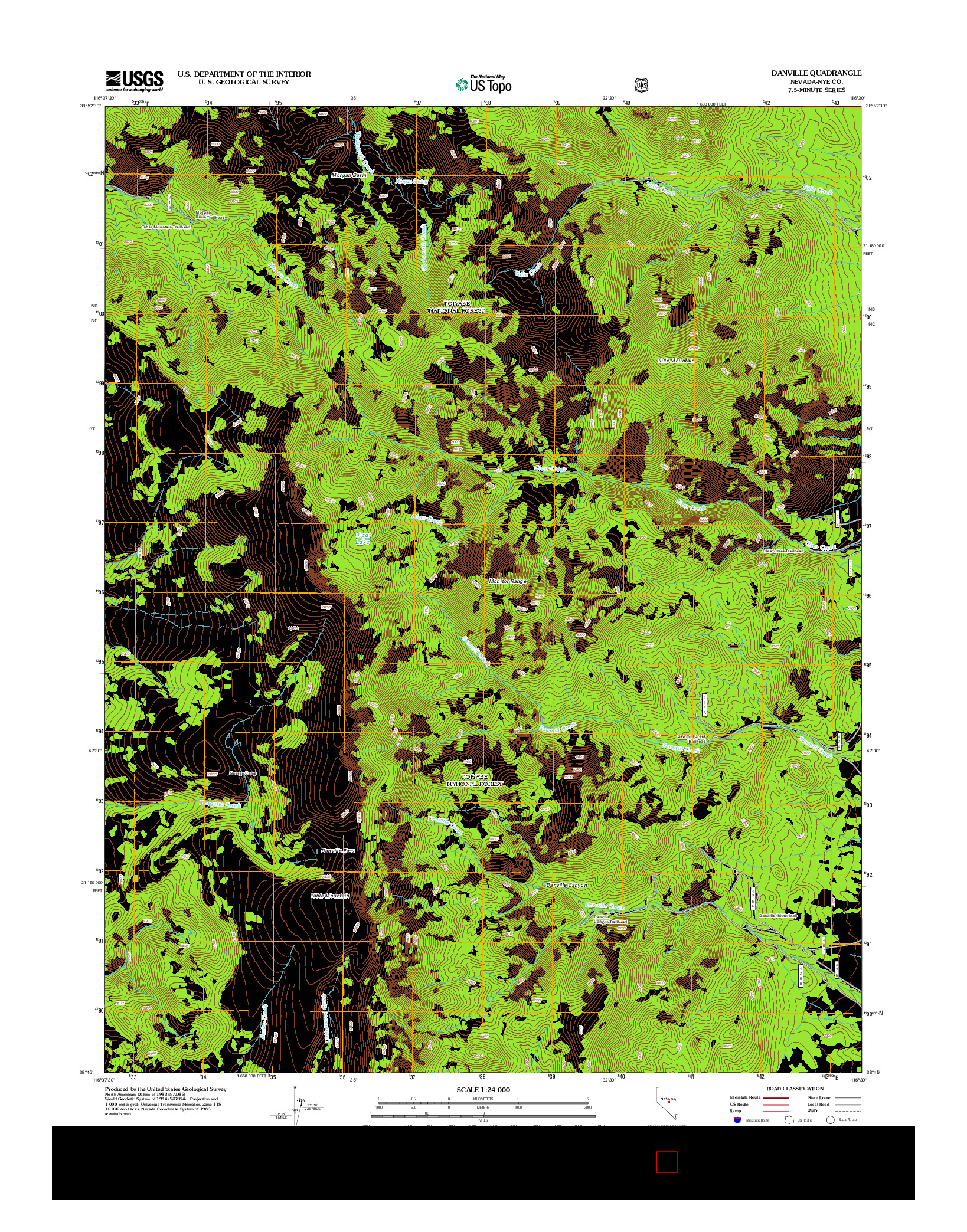 USGS US TOPO 7.5-MINUTE MAP FOR DANVILLE, NV 2012