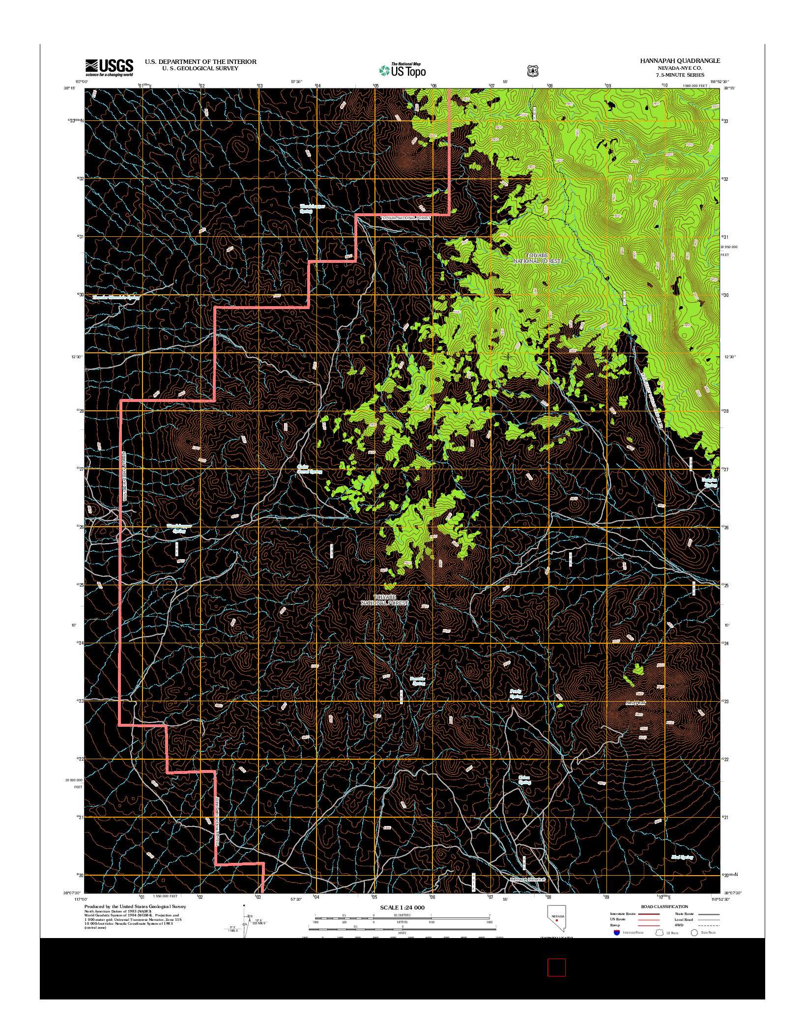 USGS US TOPO 7.5-MINUTE MAP FOR HANNAPAH, NV 2012