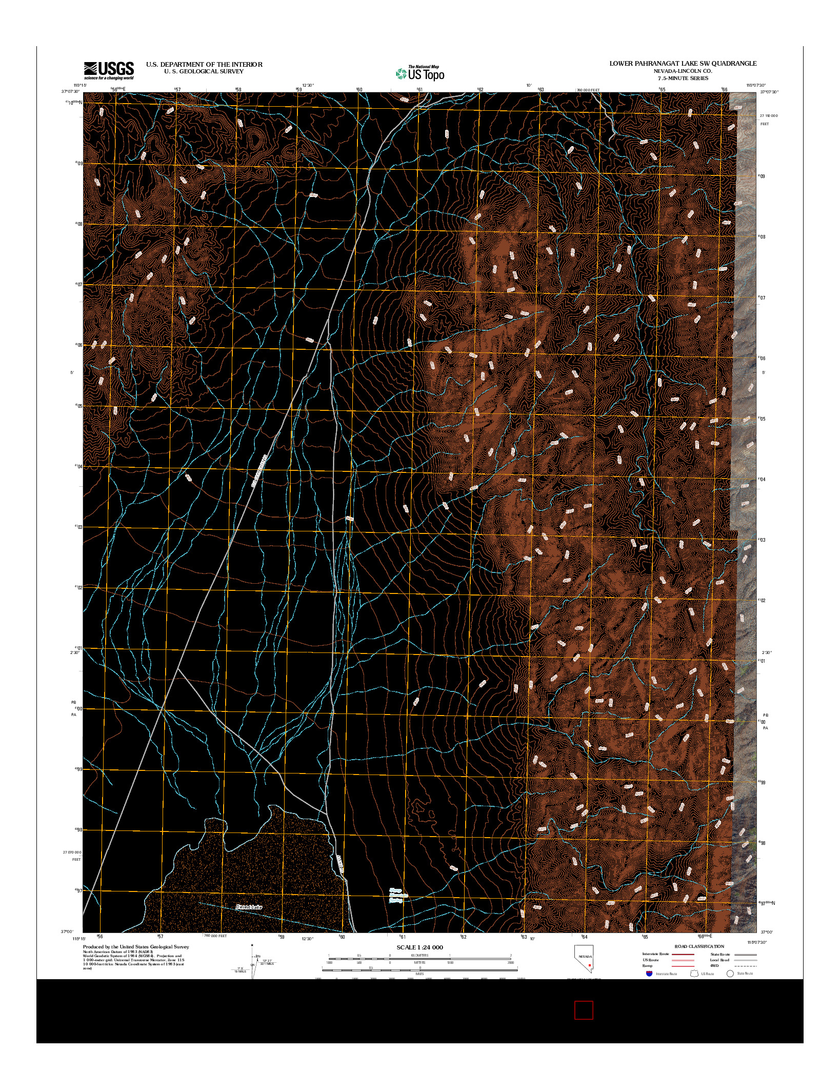 USGS US TOPO 7.5-MINUTE MAP FOR LOWER PAHRANAGAT LAKE SW, NV 2012