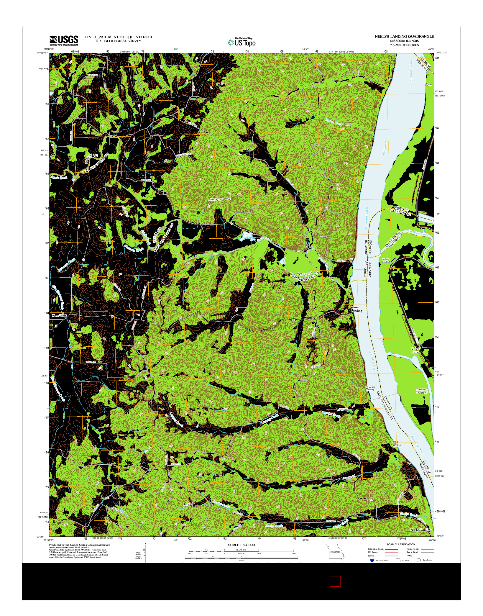 USGS US TOPO 7.5-MINUTE MAP FOR NEELYS LANDING, MO-IL 2012