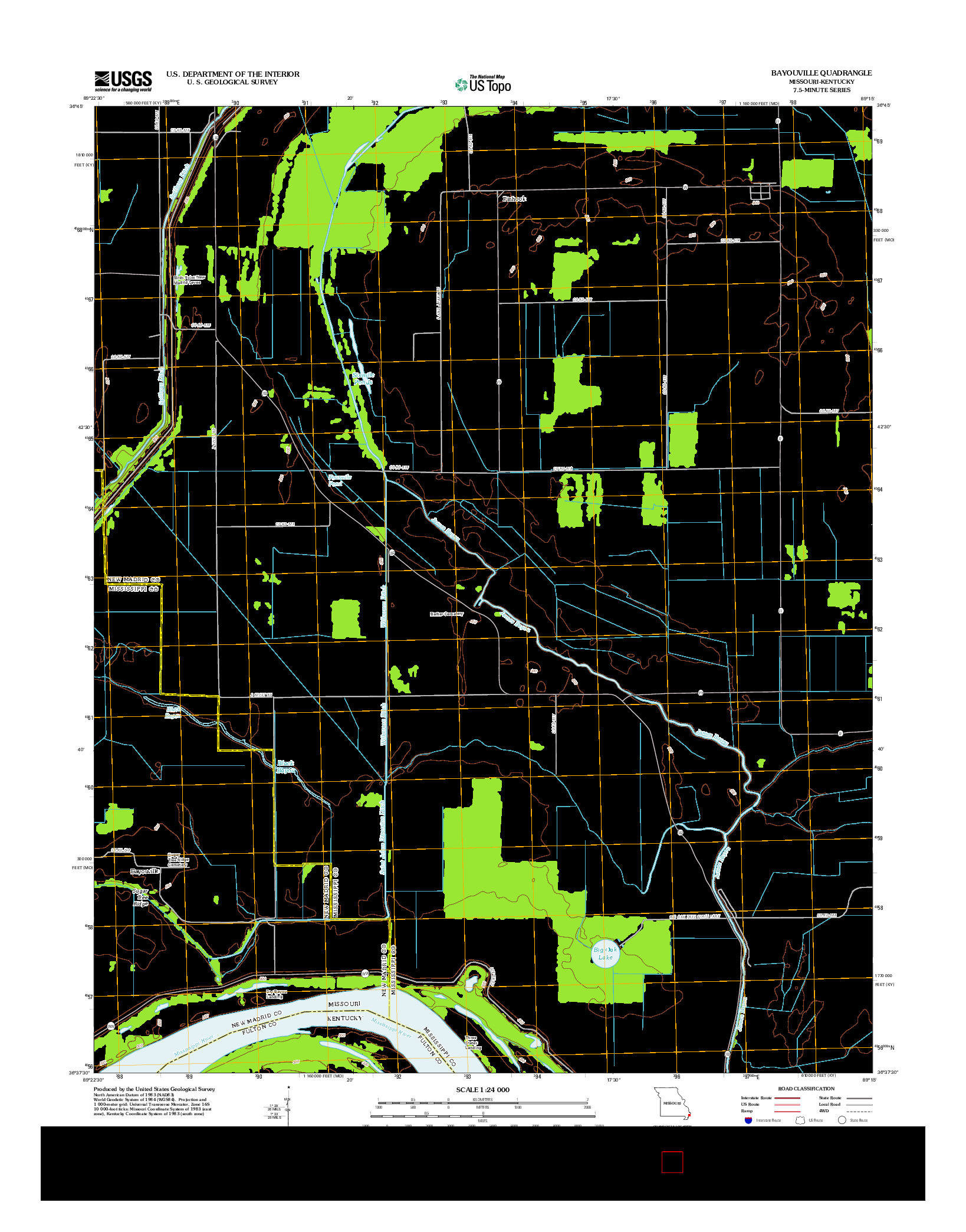 USGS US TOPO 7.5-MINUTE MAP FOR BAYOUVILLE, MO-KY 2012