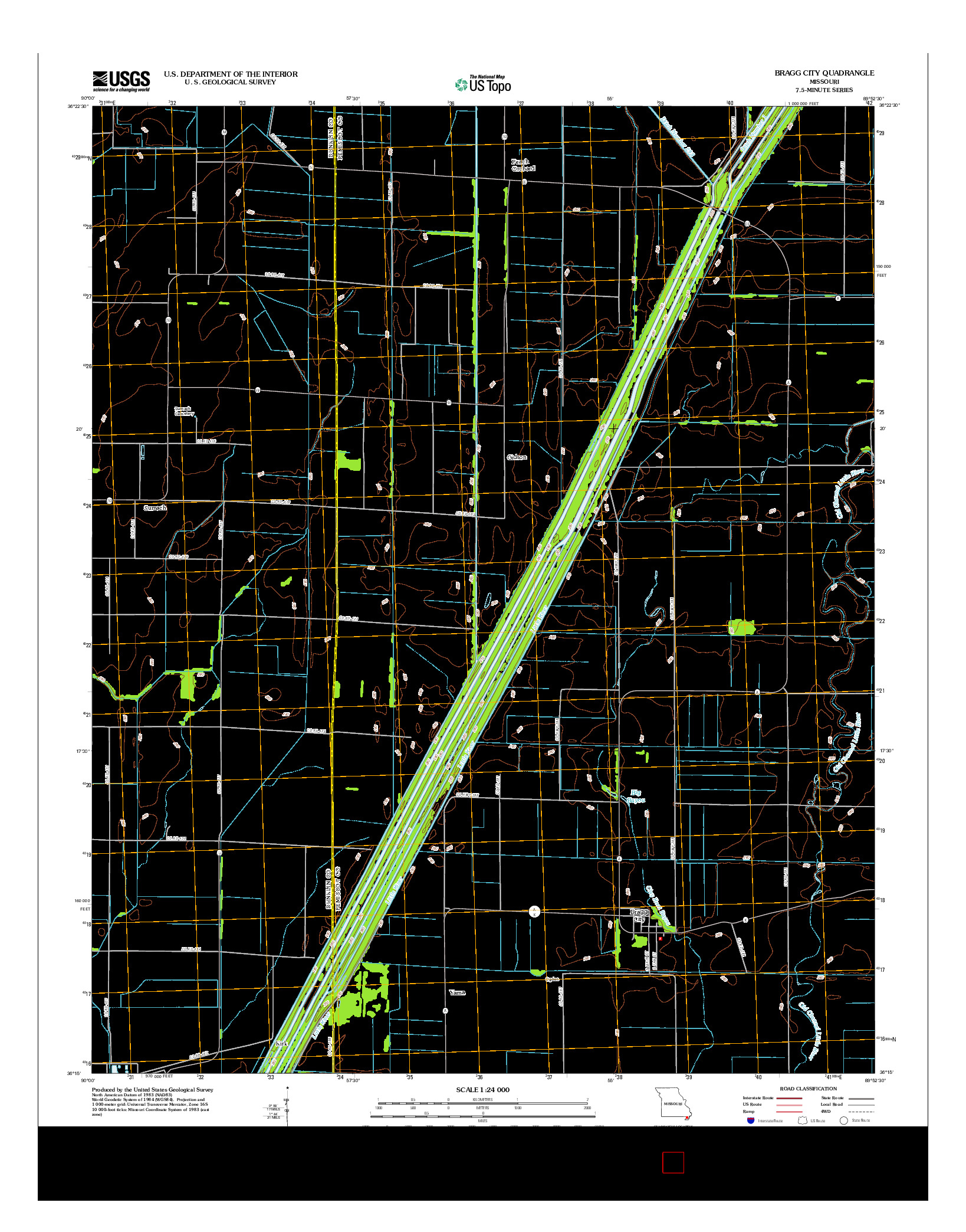 USGS US TOPO 7.5-MINUTE MAP FOR BRAGG CITY, MO 2012