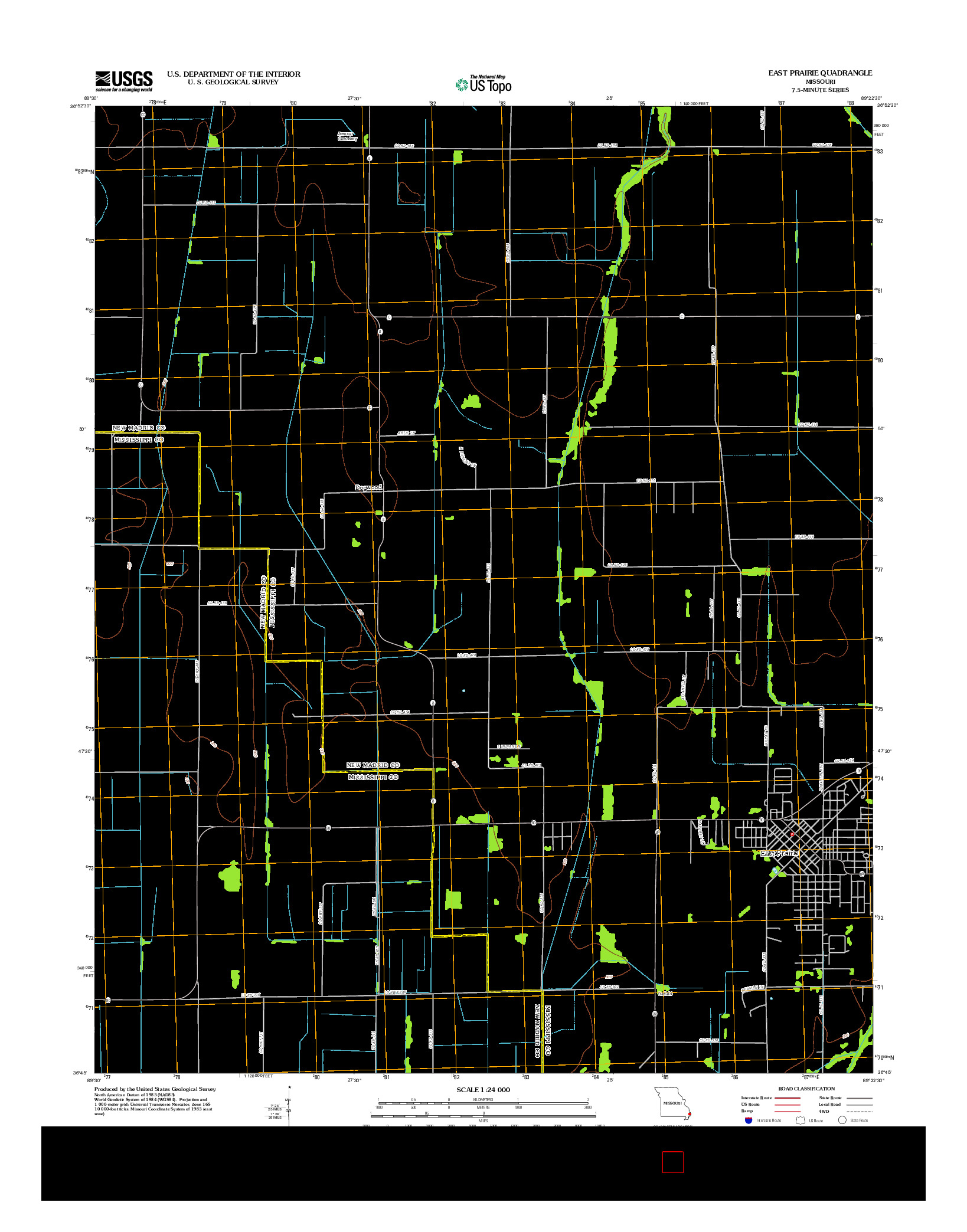 USGS US TOPO 7.5-MINUTE MAP FOR EAST PRAIRIE, MO 2012