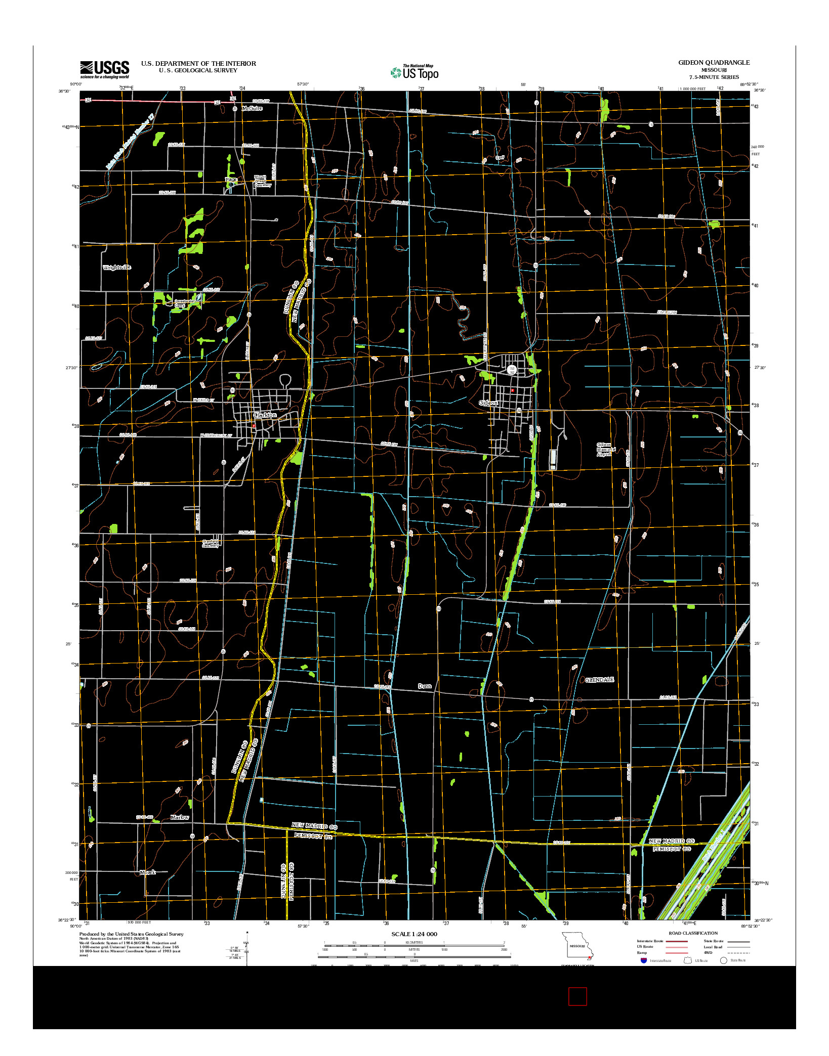 USGS US TOPO 7.5-MINUTE MAP FOR GIDEON, MO 2012