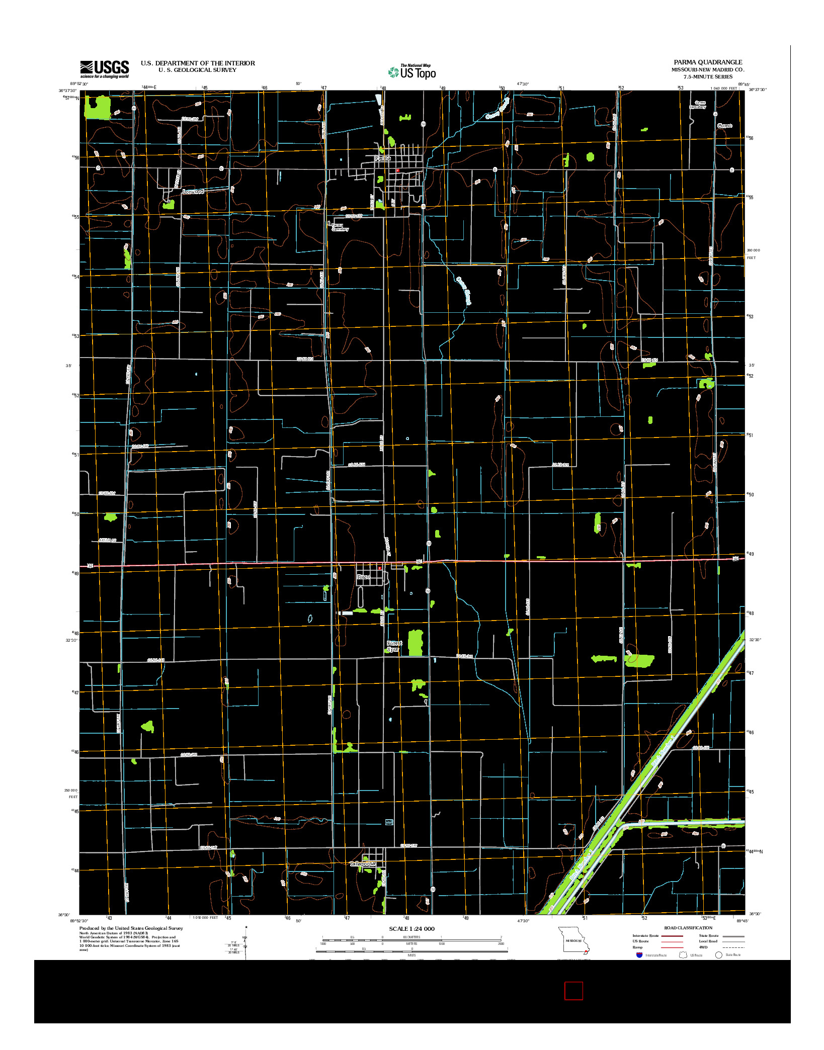 USGS US TOPO 7.5-MINUTE MAP FOR PARMA, MO 2012