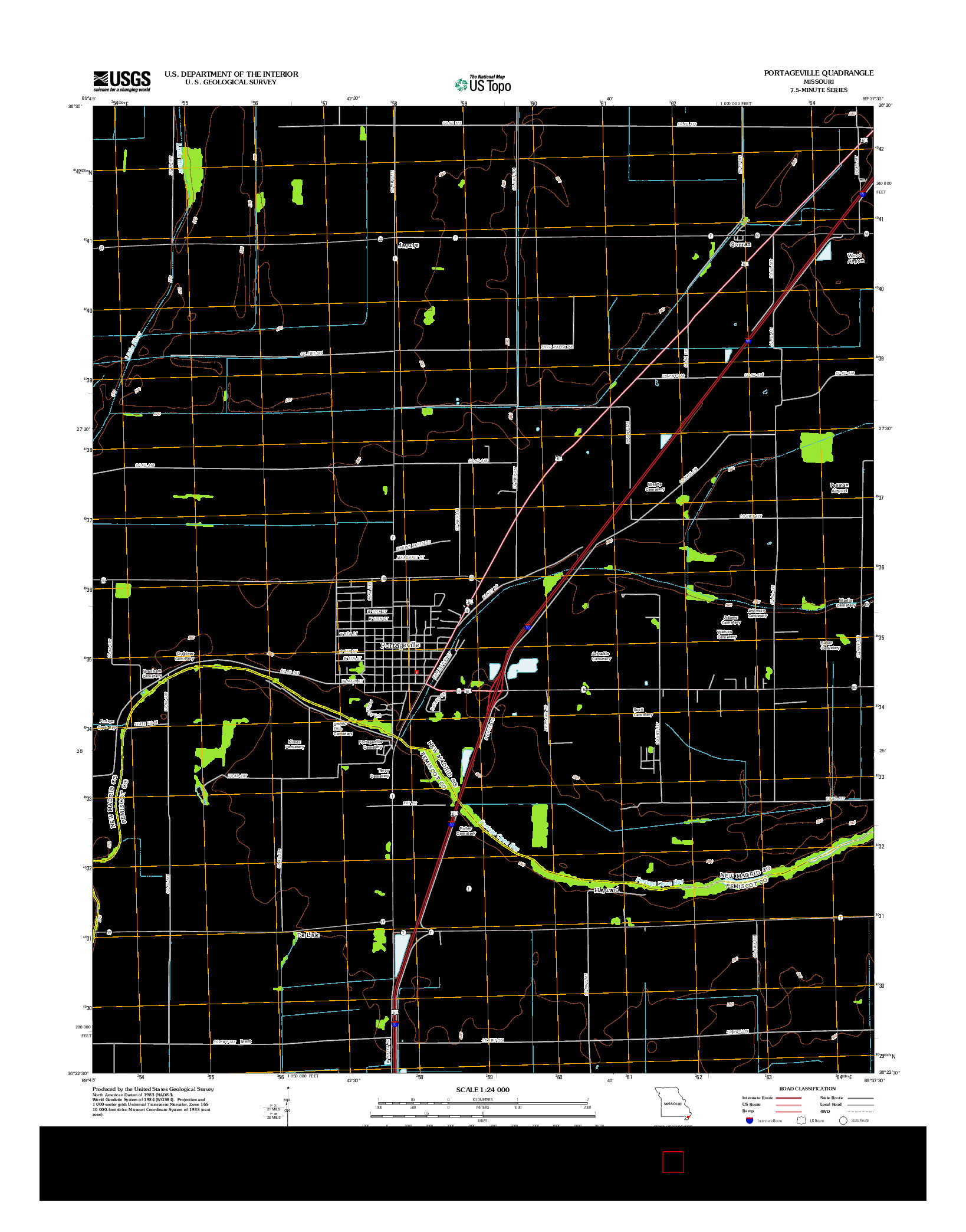 USGS US TOPO 7.5-MINUTE MAP FOR PORTAGEVILLE, MO 2012