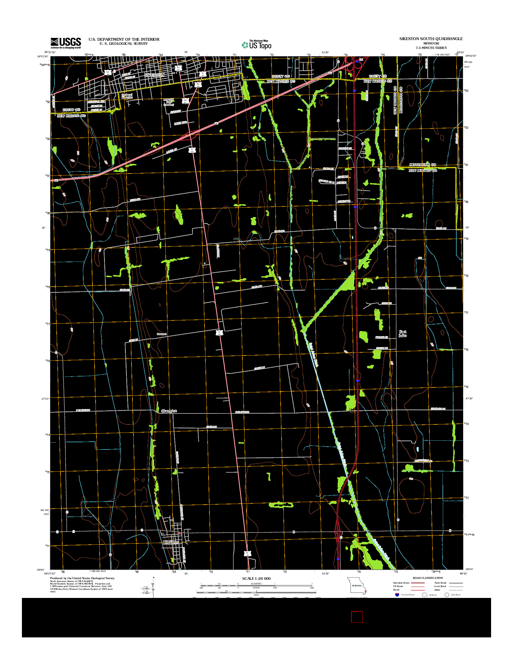 USGS US TOPO 7.5-MINUTE MAP FOR SIKESTON SOUTH, MO 2012