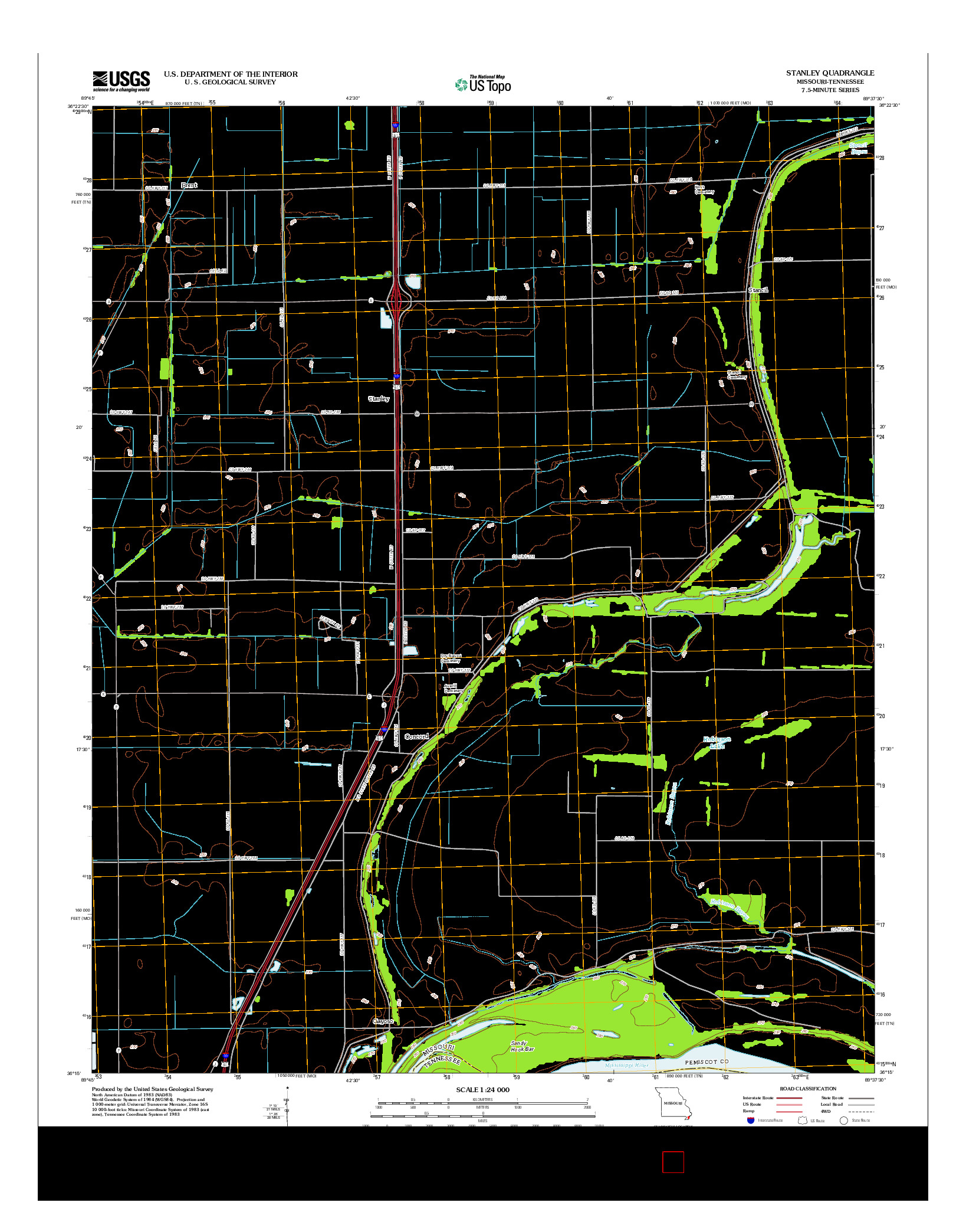 USGS US TOPO 7.5-MINUTE MAP FOR STANLEY, MO-TN 2012