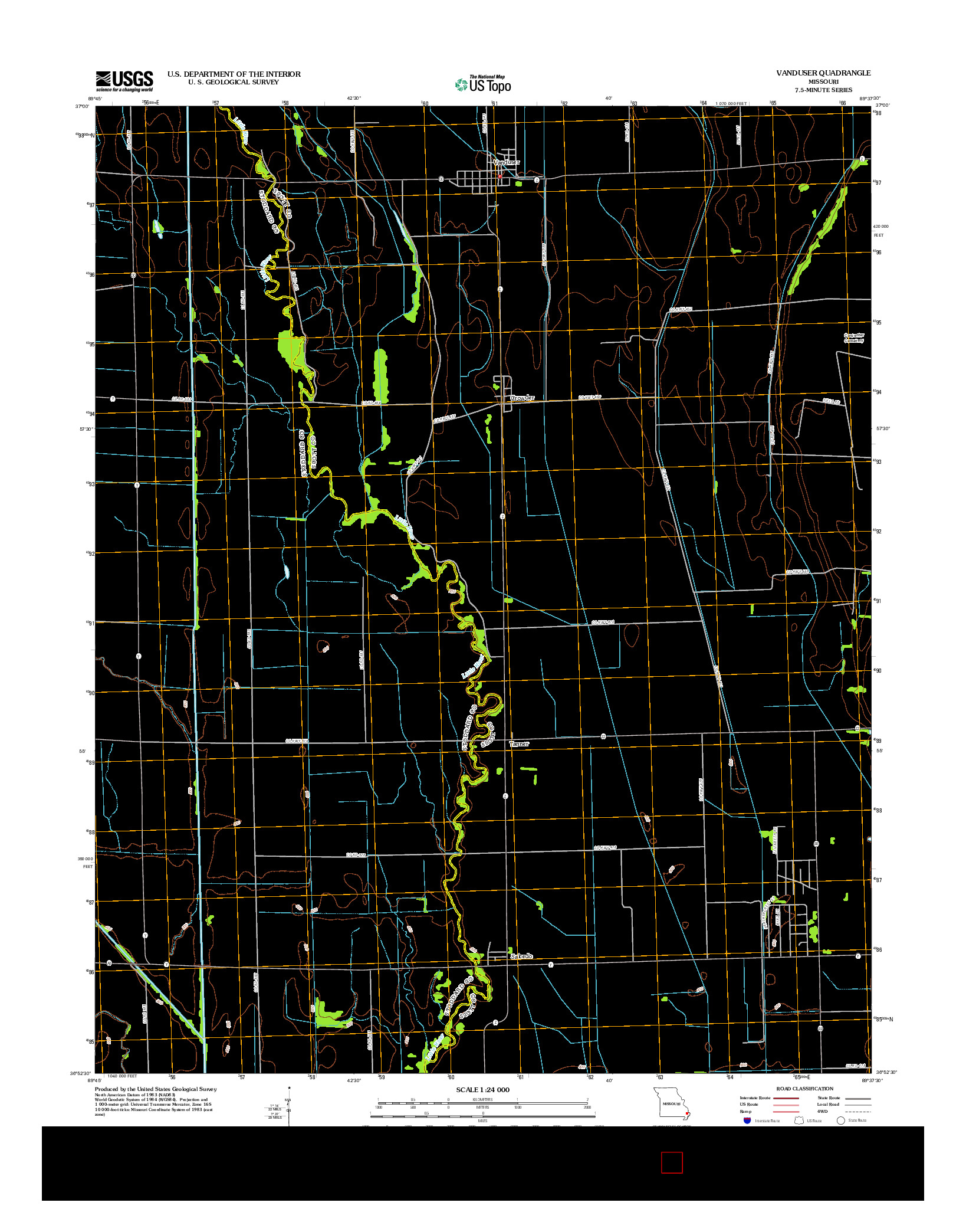 USGS US TOPO 7.5-MINUTE MAP FOR VANDUSER, MO 2012