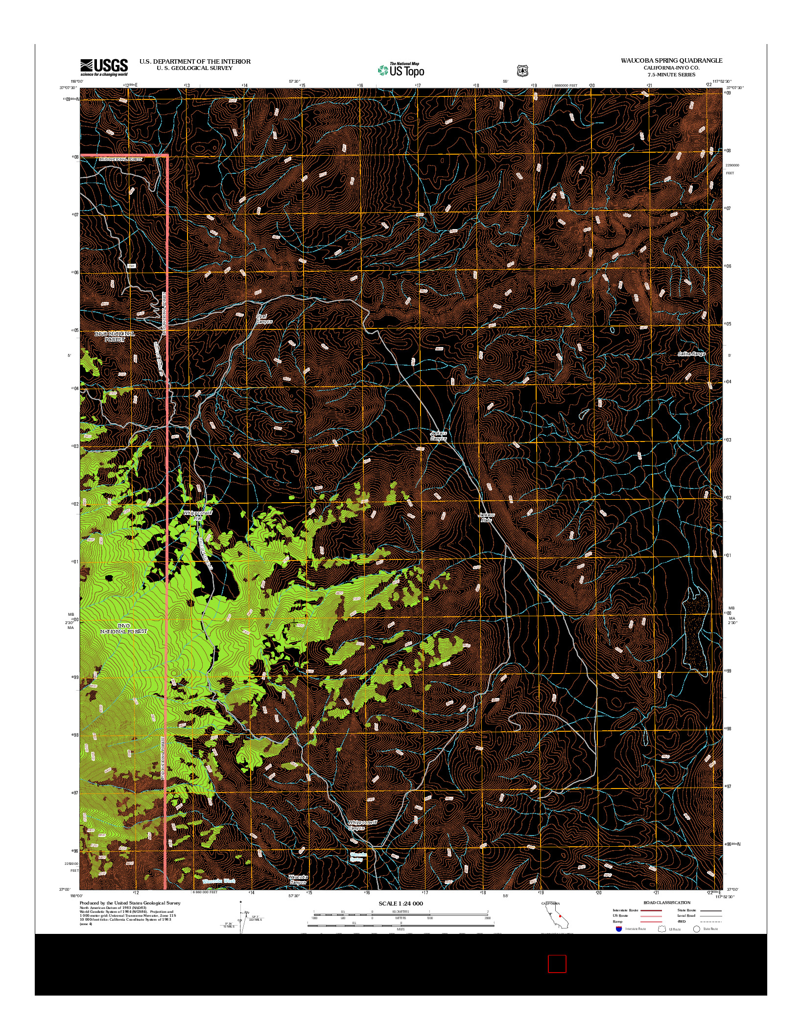 USGS US TOPO 7.5-MINUTE MAP FOR WAUCOBA SPRING, CA 2012