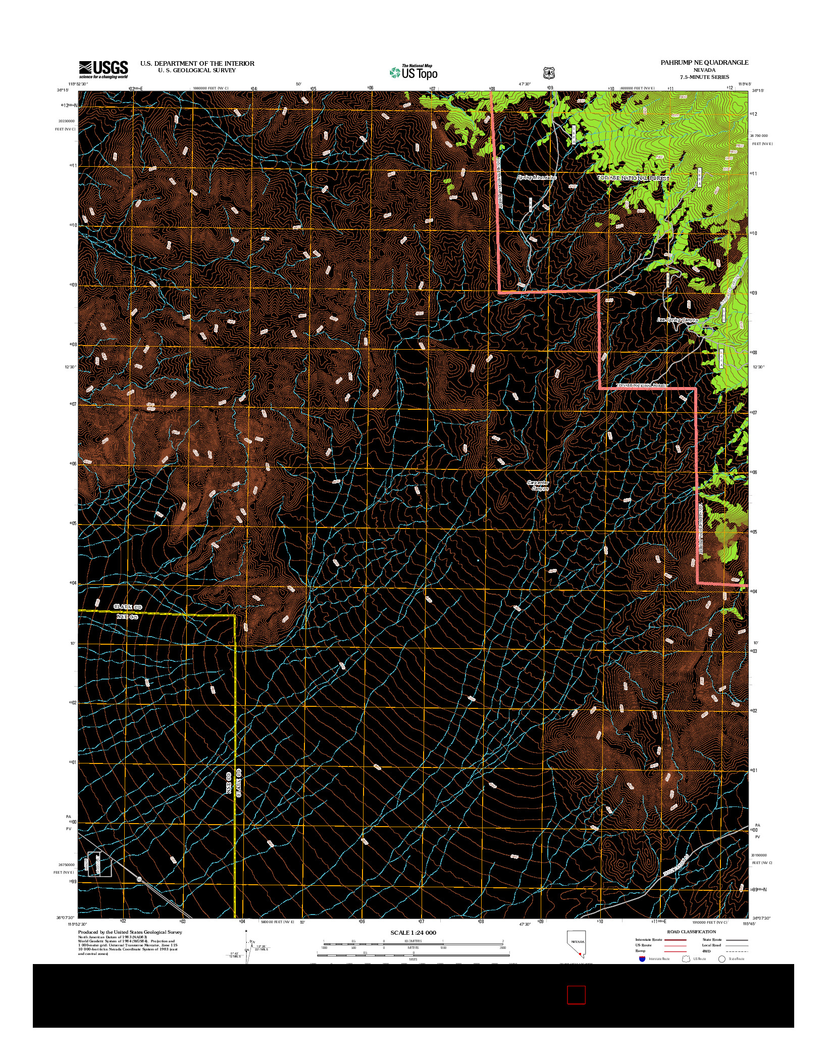 USGS US TOPO 7.5-MINUTE MAP FOR PAHRUMP NE, NV 2012