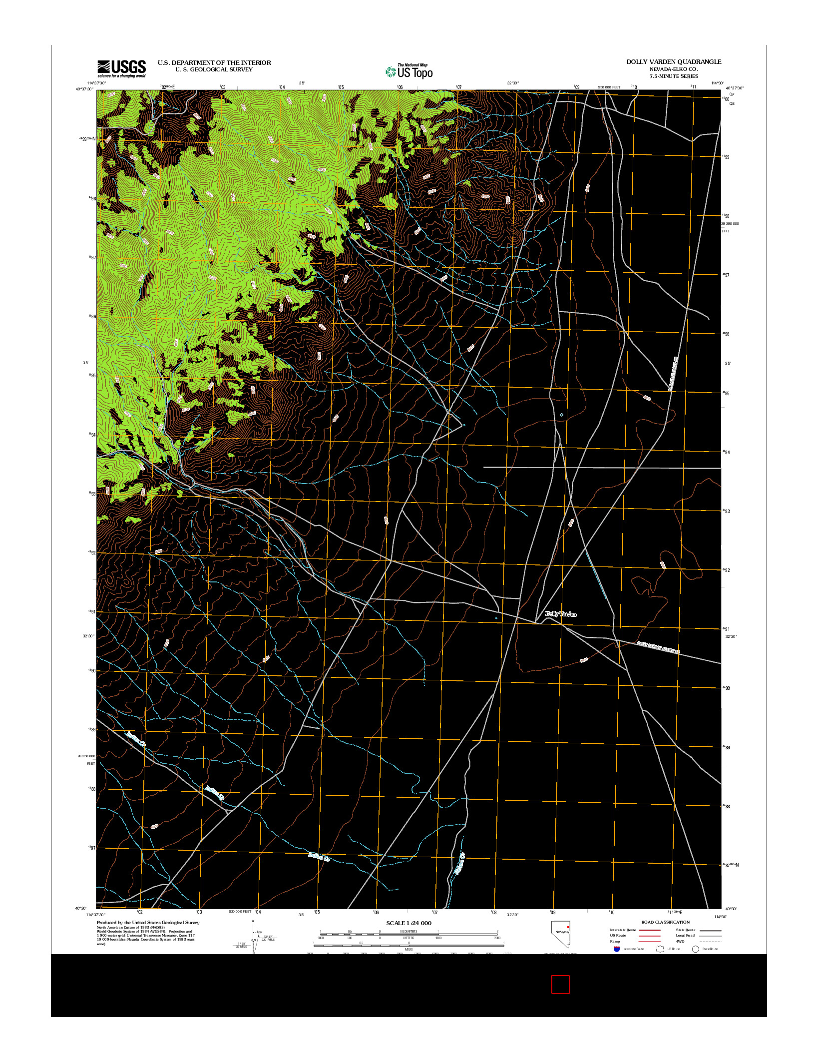 USGS US TOPO 7.5-MINUTE MAP FOR DOLLY VARDEN, NV 2012