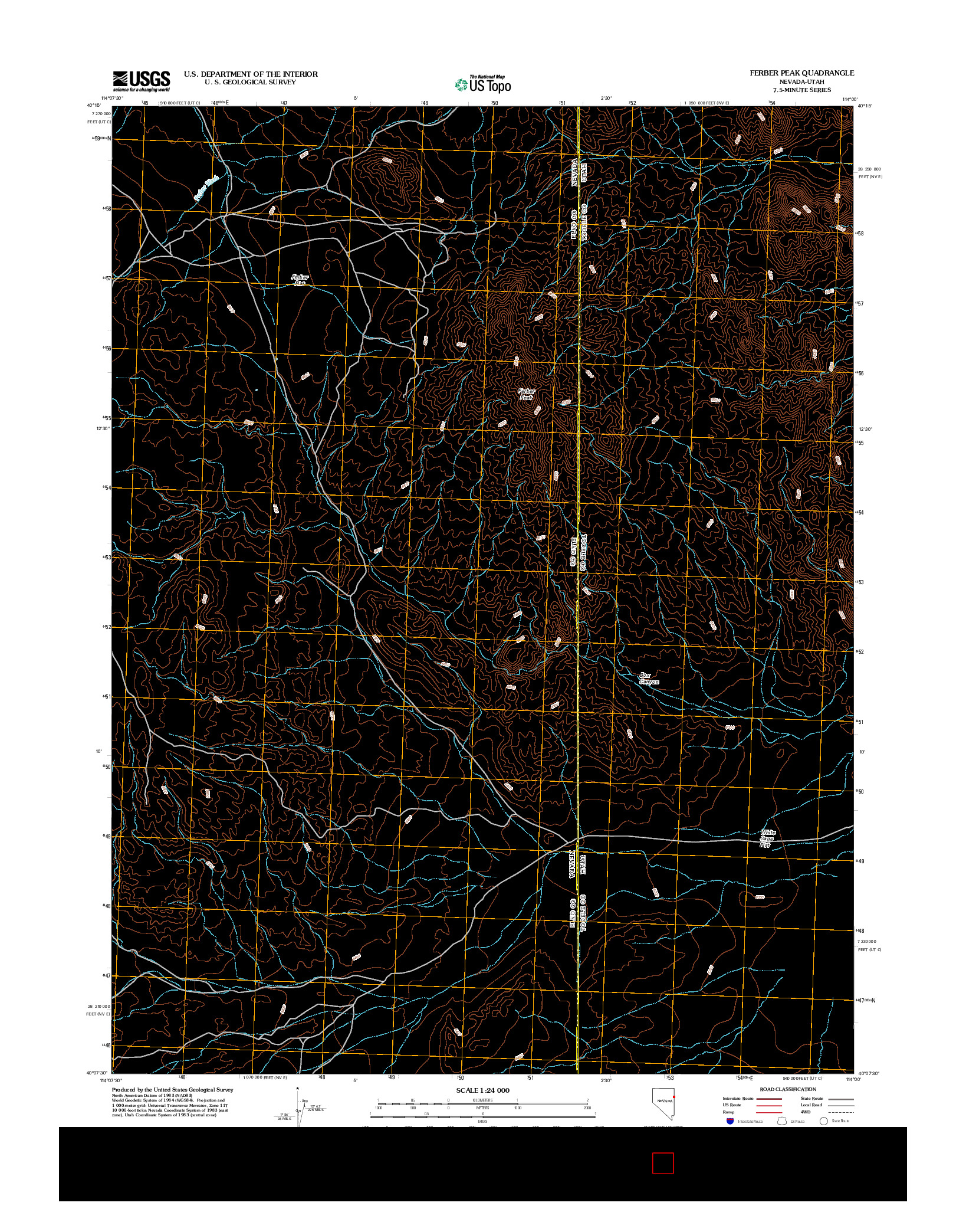 USGS US TOPO 7.5-MINUTE MAP FOR FERBER PEAK, NV-UT 2012