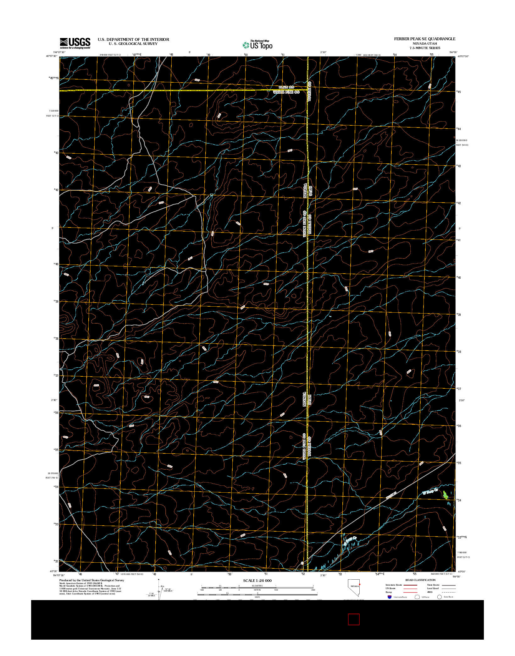 USGS US TOPO 7.5-MINUTE MAP FOR FERBER PEAK SE, NV-UT 2012