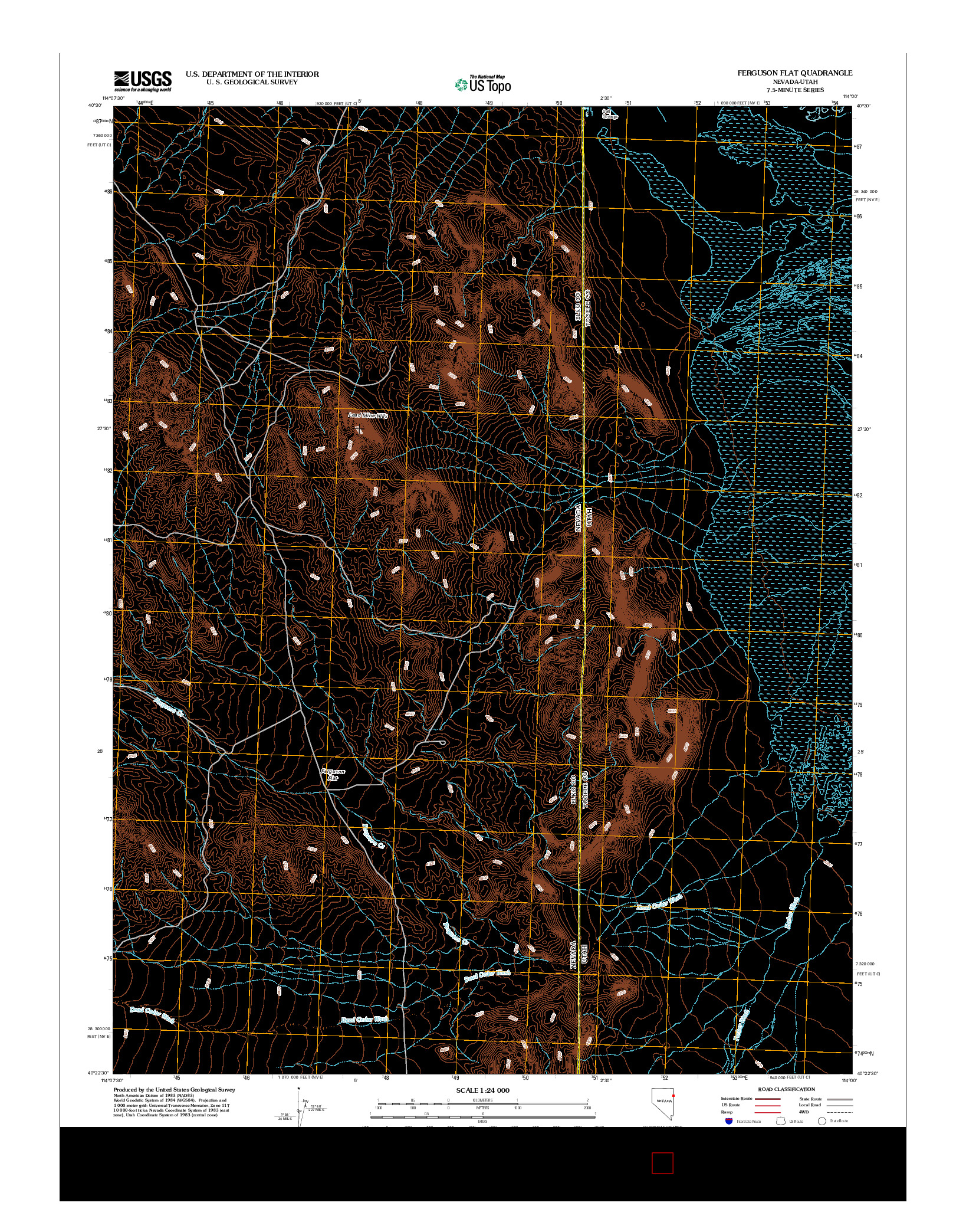 USGS US TOPO 7.5-MINUTE MAP FOR FERGUSON FLAT, NV-UT 2012