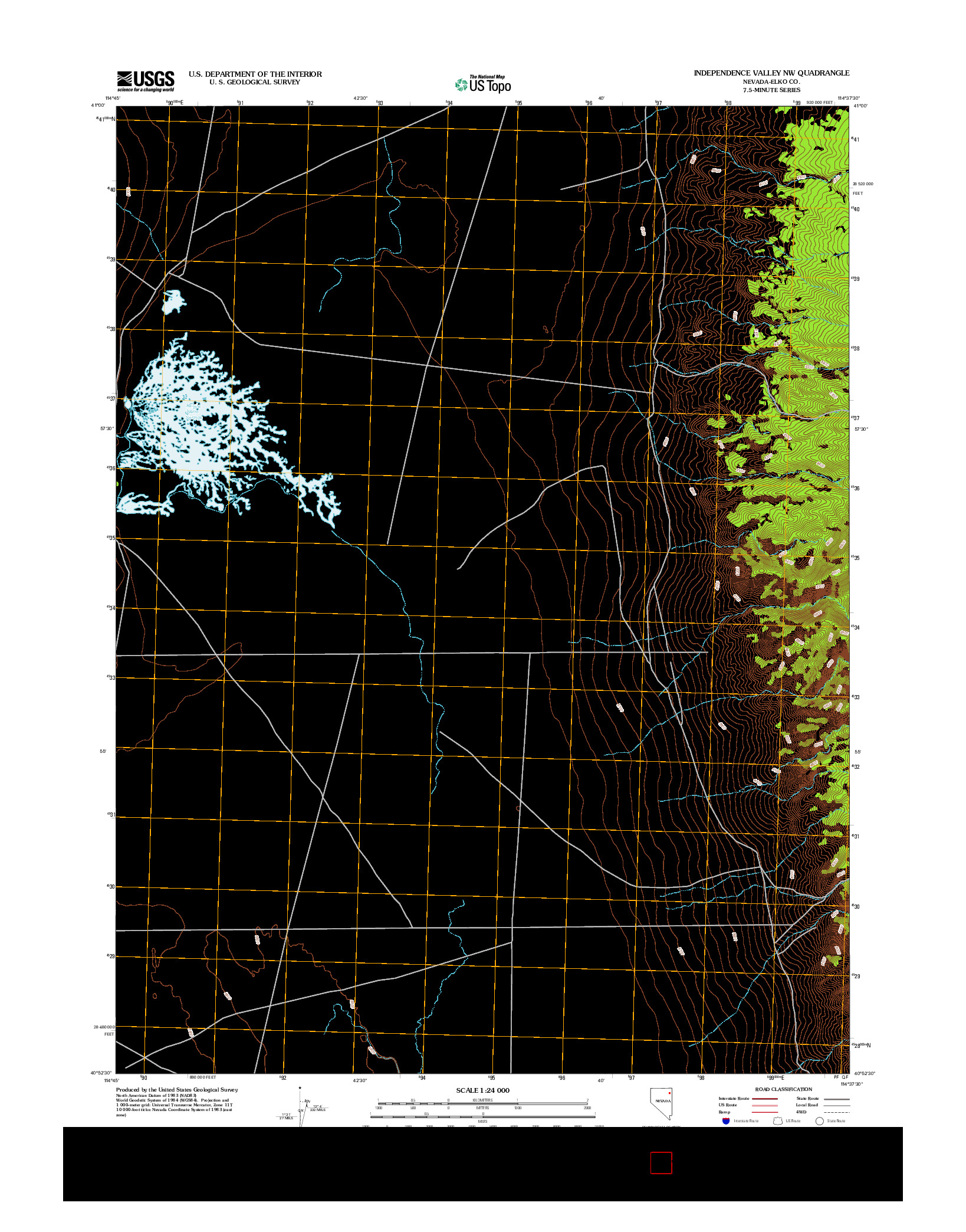 USGS US TOPO 7.5-MINUTE MAP FOR INDEPENDENCE VALLEY NW, NV 2012