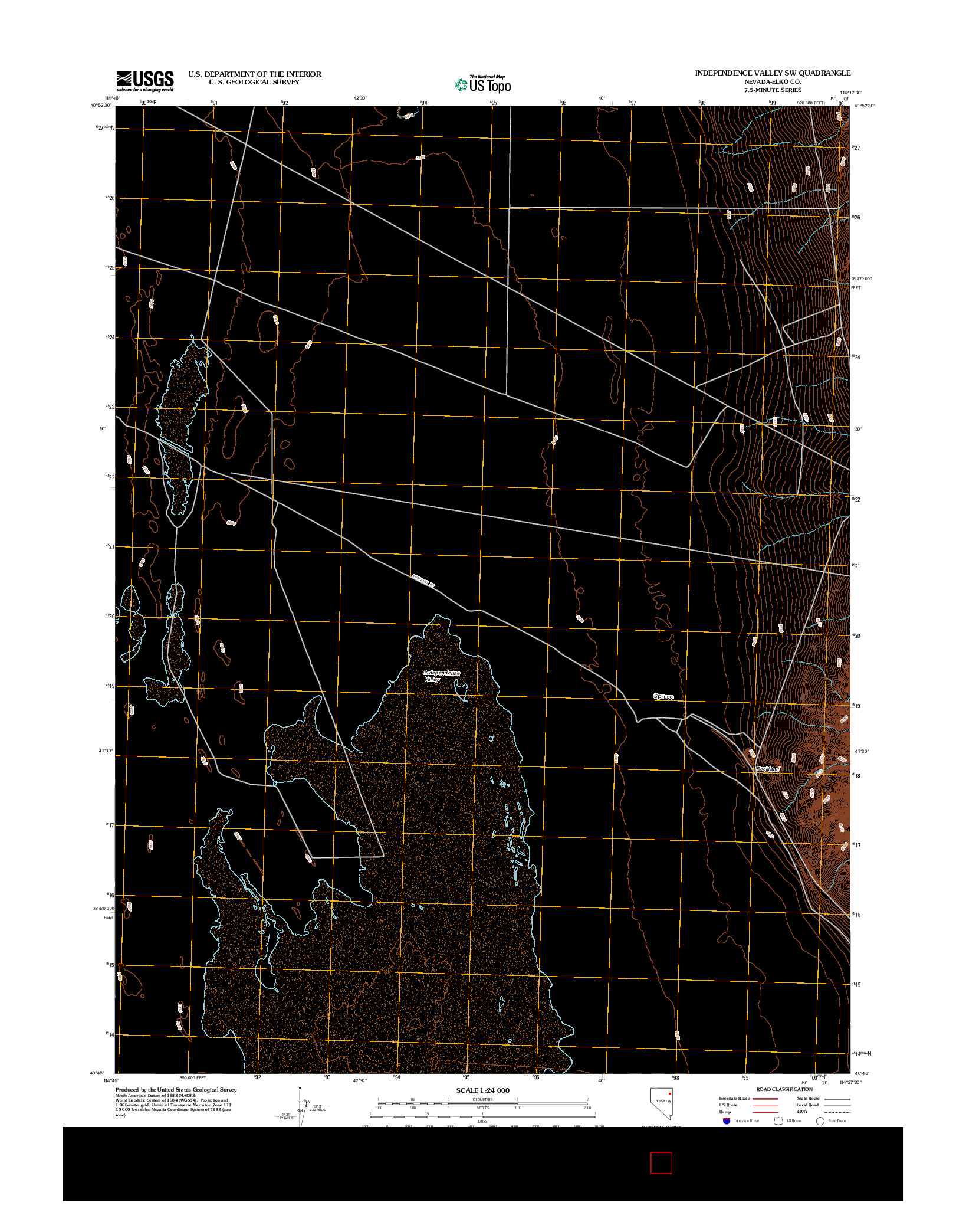 USGS US TOPO 7.5-MINUTE MAP FOR INDEPENDENCE VALLEY SW, NV 2012