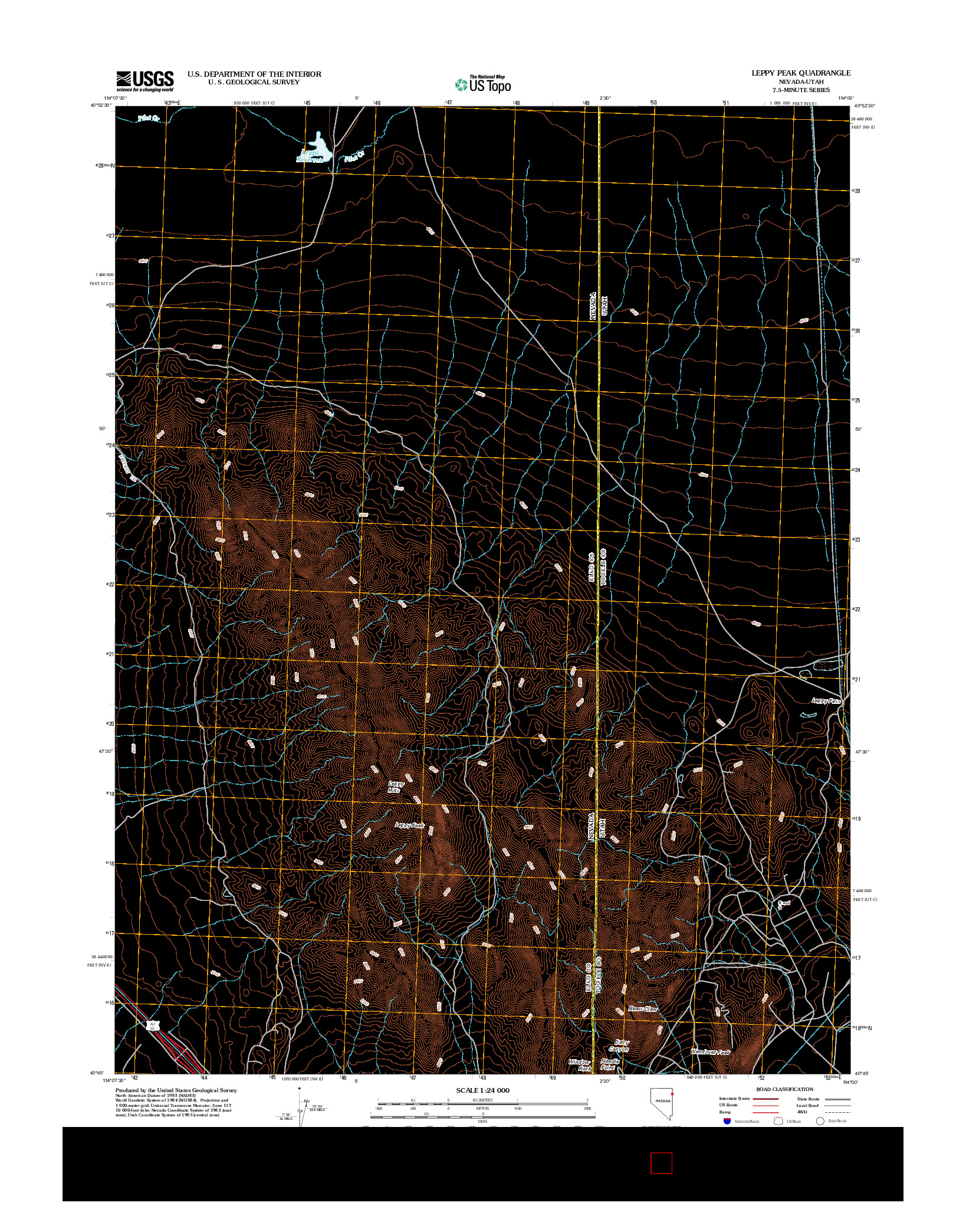 USGS US TOPO 7.5-MINUTE MAP FOR LEPPY PEAK, NV-UT 2012