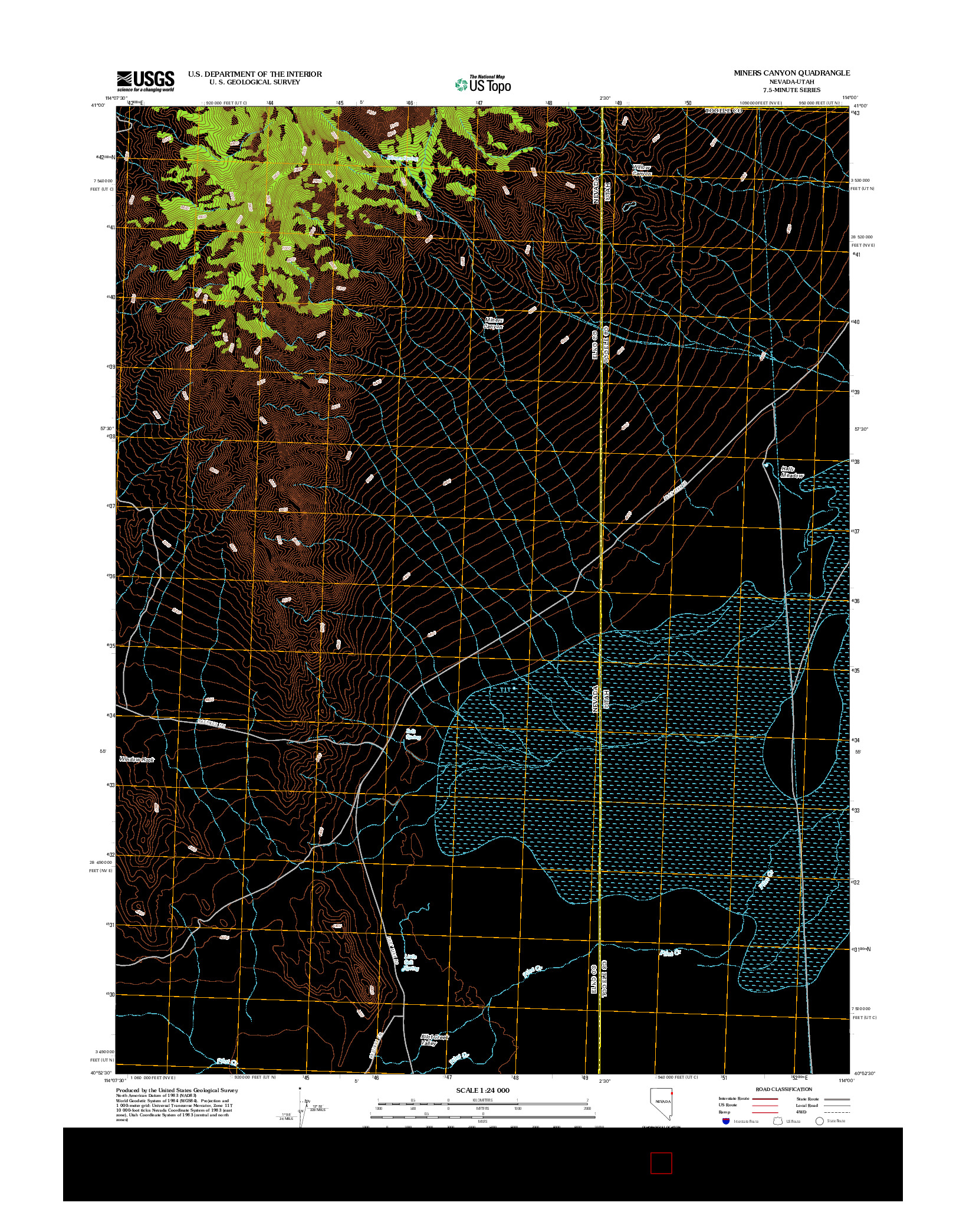 USGS US TOPO 7.5-MINUTE MAP FOR MINERS CANYON, NV-UT 2012