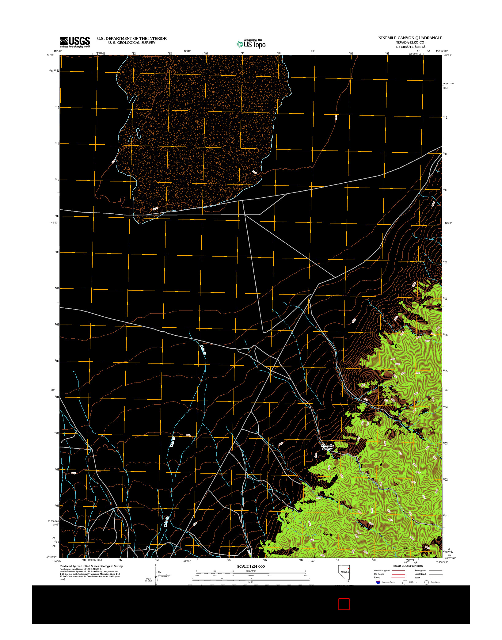 USGS US TOPO 7.5-MINUTE MAP FOR NINEMILE CANYON, NV 2012